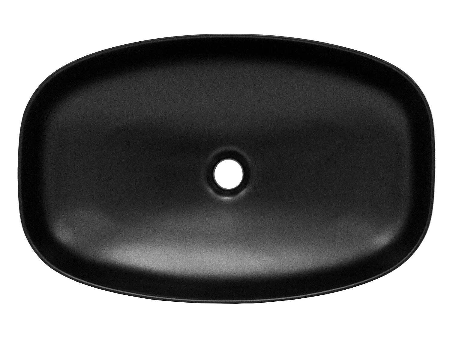 Lavabo en céramique noir mat vasque à poser pour salle de bain 605x385x140 mm
