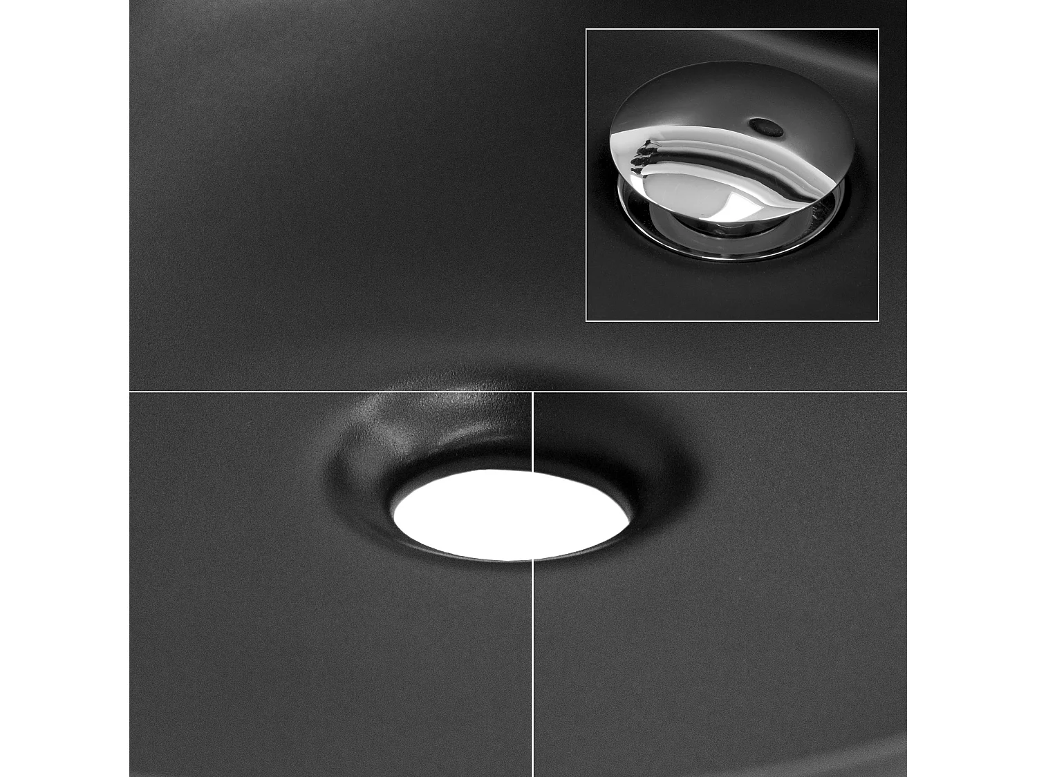 Lavabo en céramique noir mat vasque à poser pour salle de bain 605x385x140 mm