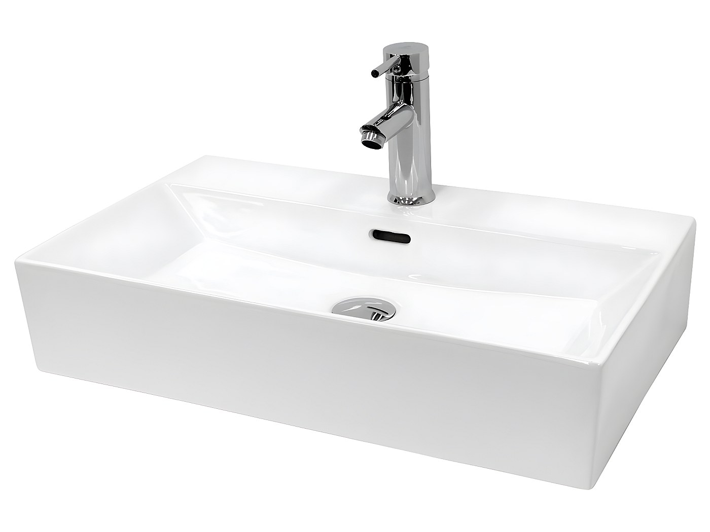 vente unique Vasque à poser ronde en céramique - Blanc brillant - 36 cm - LENISO