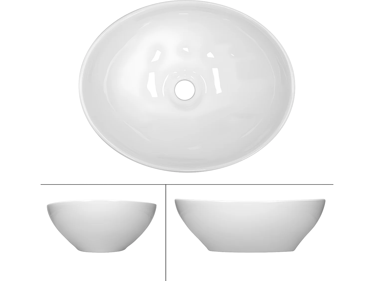 Fregadero de cerámica blanco con desagüe para baño 410x330x142 mm ECD Germany