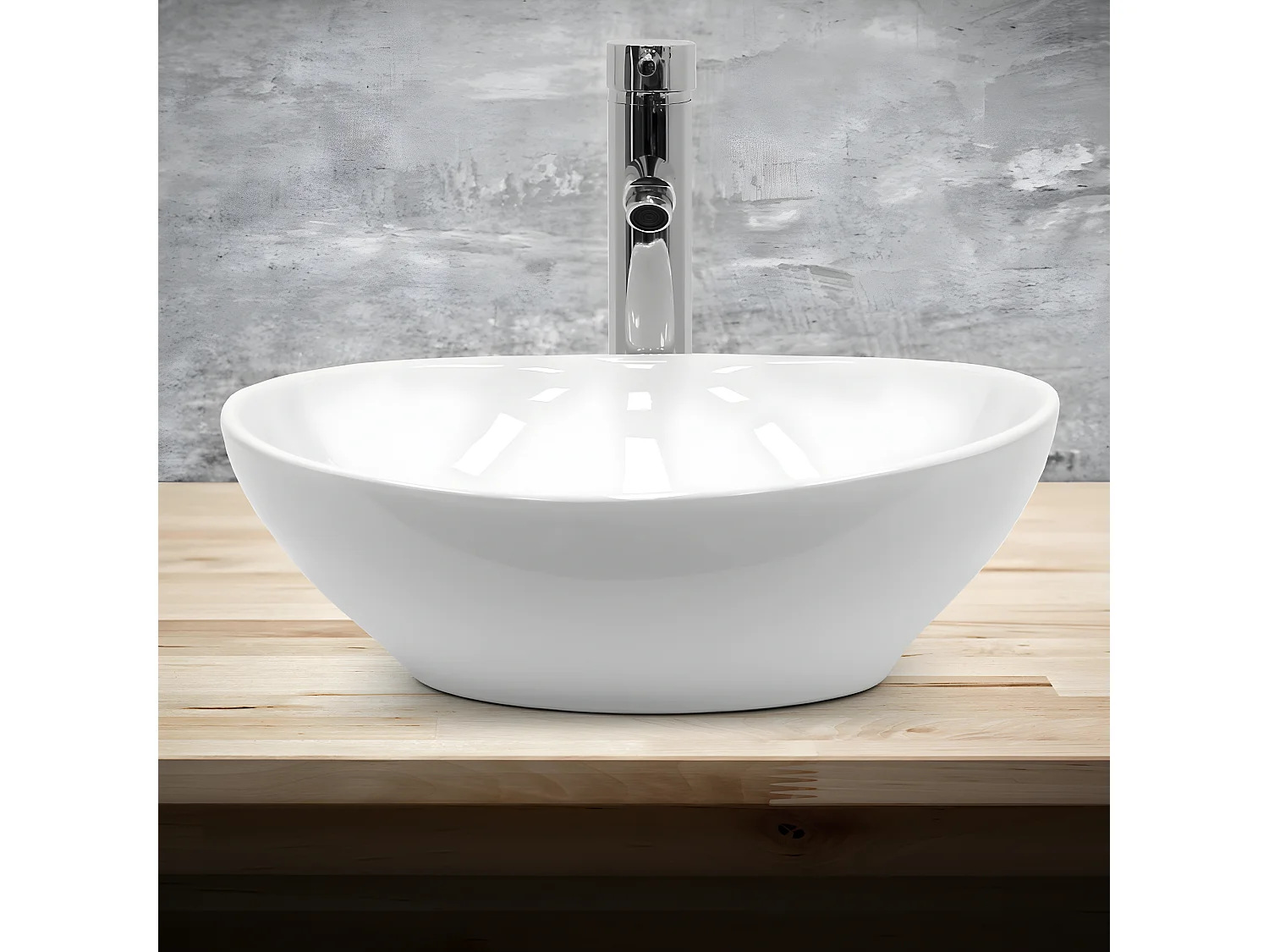 Fregadero de cerámica blanco con desagüe para baño 410x330x142 mm ECD Germany