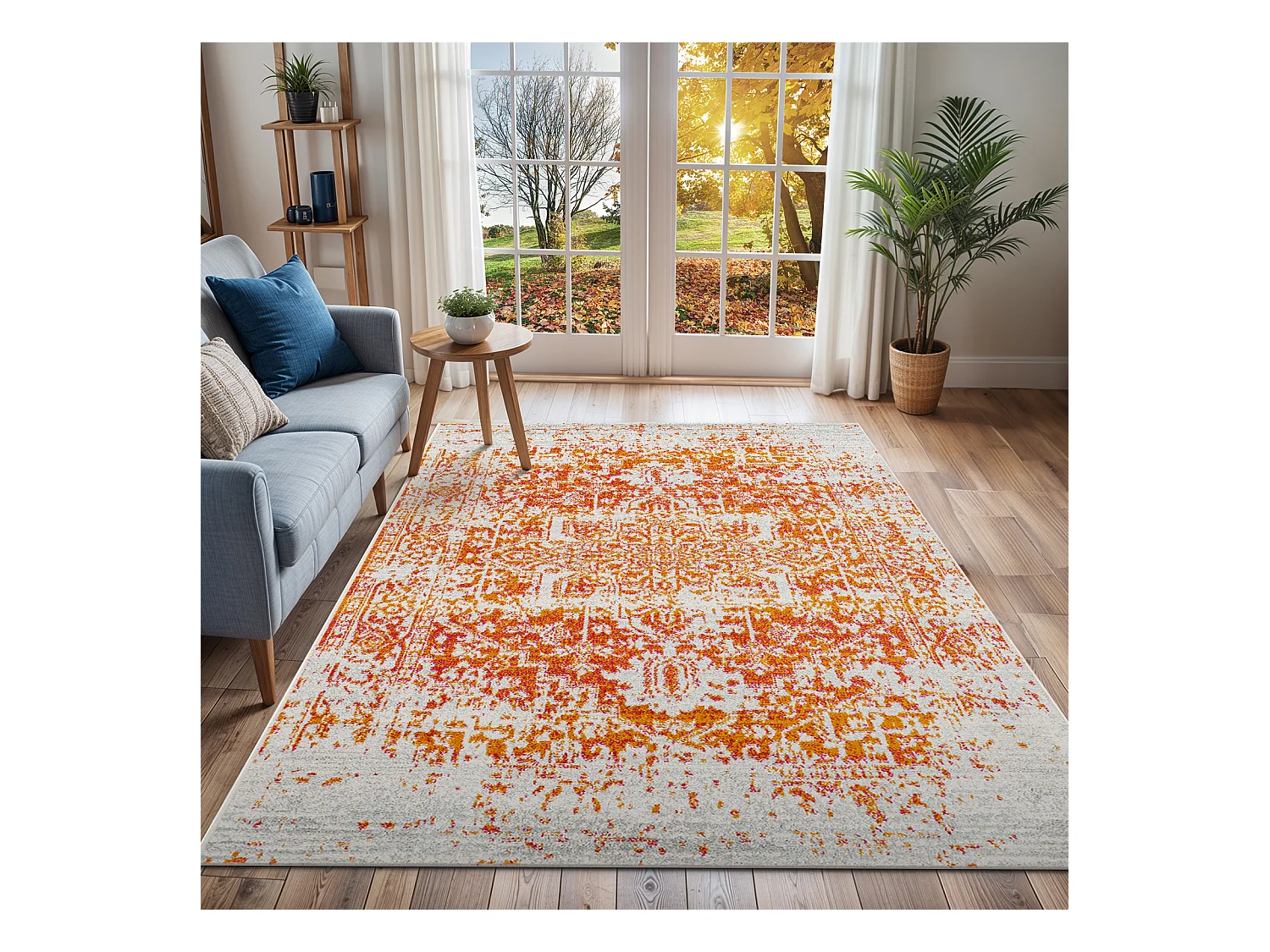 Vintage Oosters Tapijt - Oranje/Wit - 160x220cm - JULIETTE
