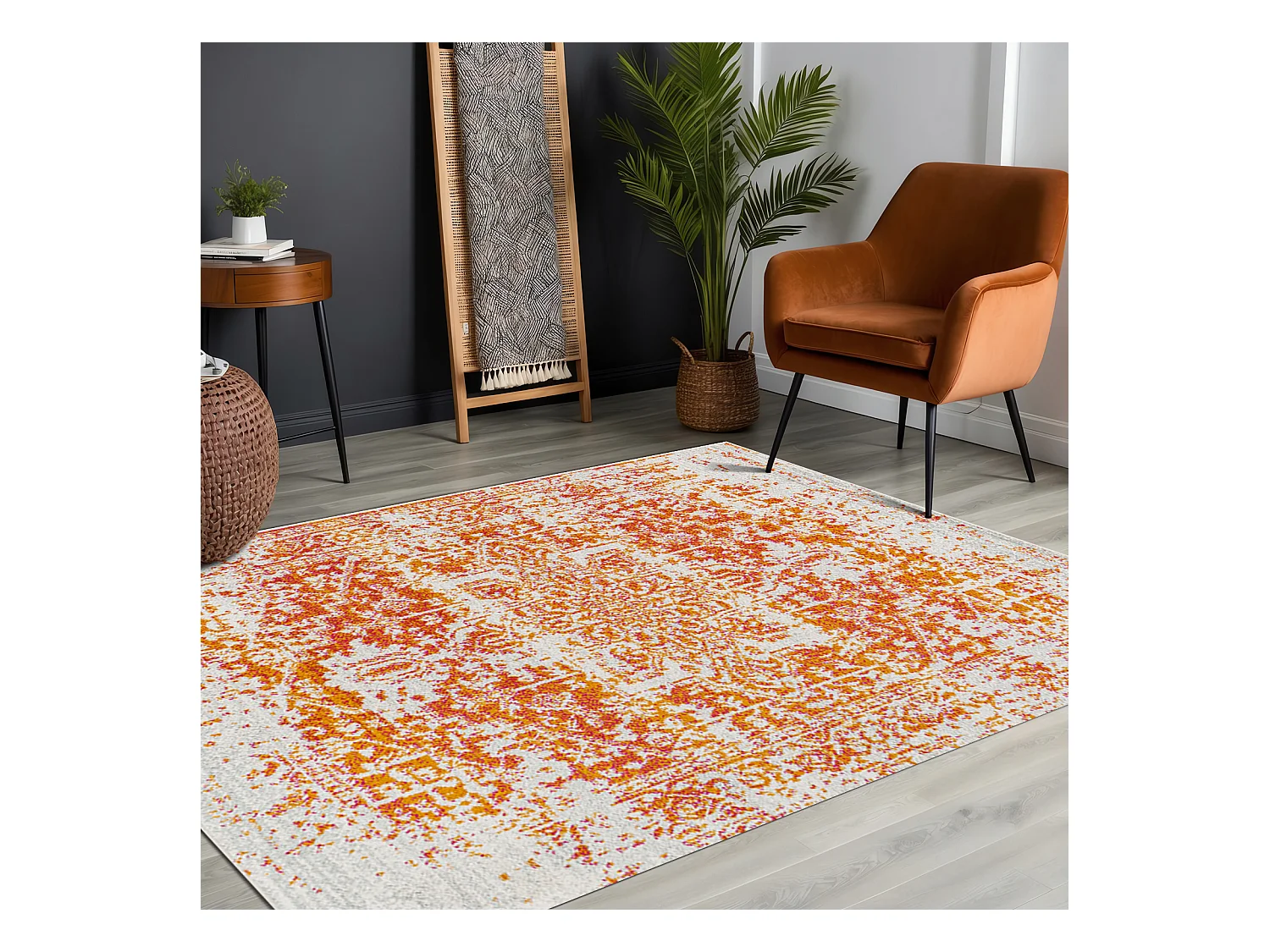 Vintage Oosters Tapijt - Oranje/Wit - 160x220cm - JULIETTE