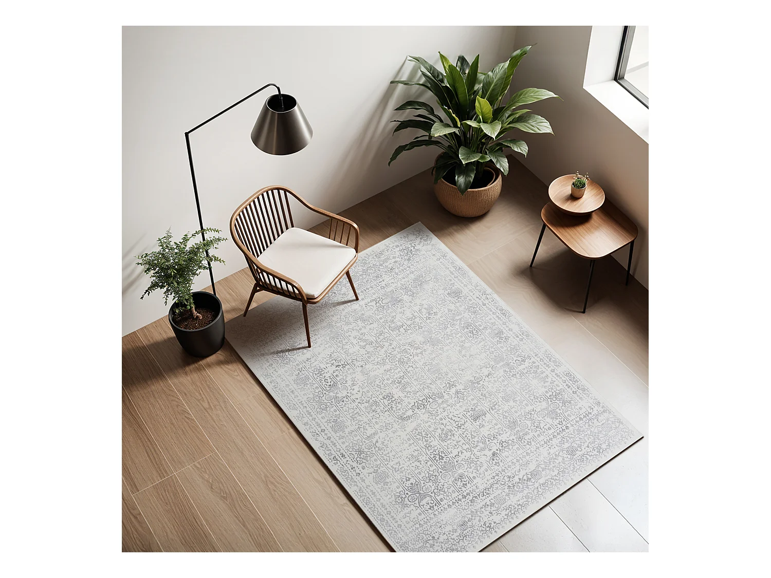 Tapis Vintage Oriental - Ivoire/Gris - 200x275cm - VICKY