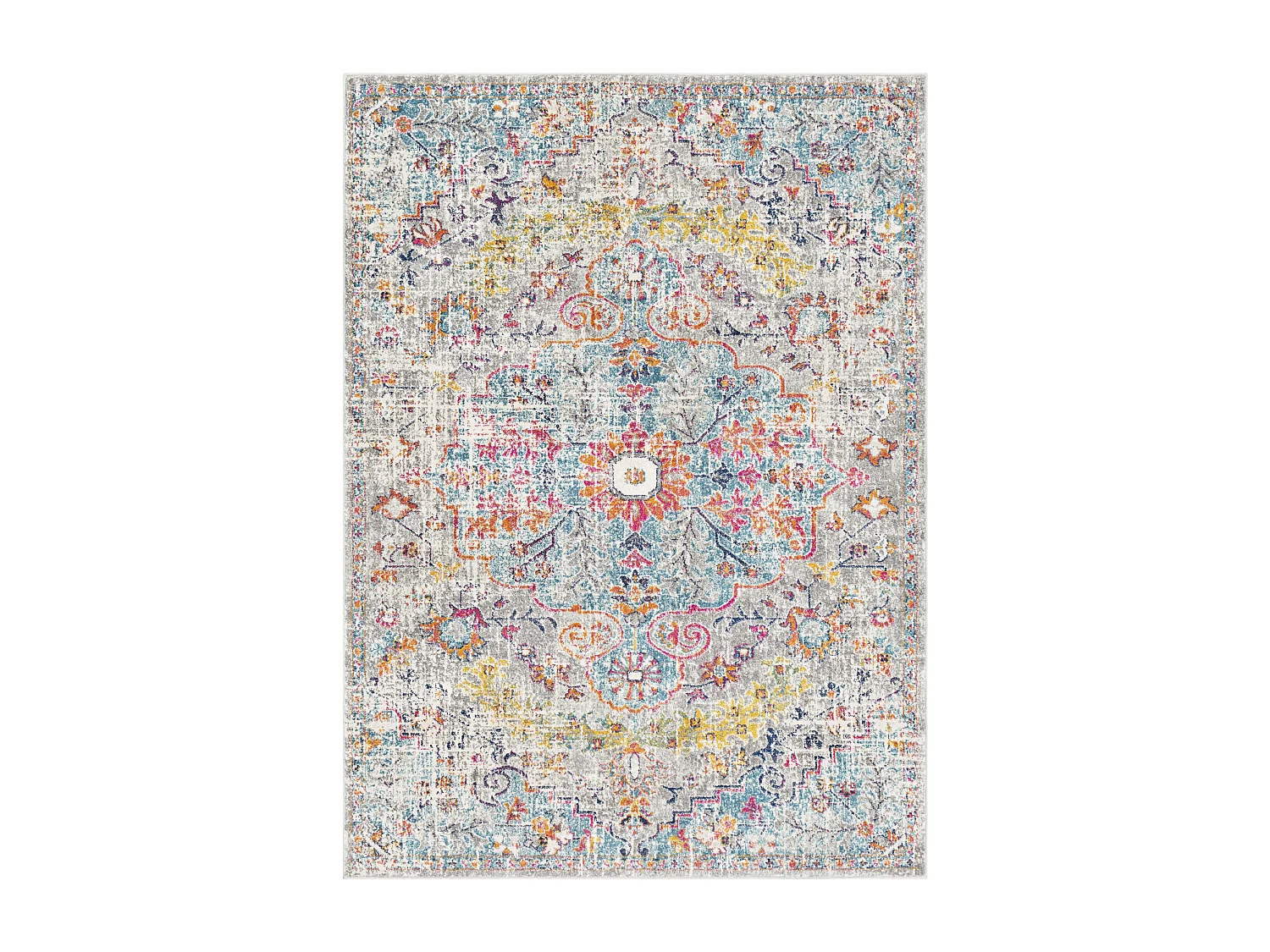 Vintage Oosters Tapijt - Meerkleurig/Grijs - 160x220cm - LOU