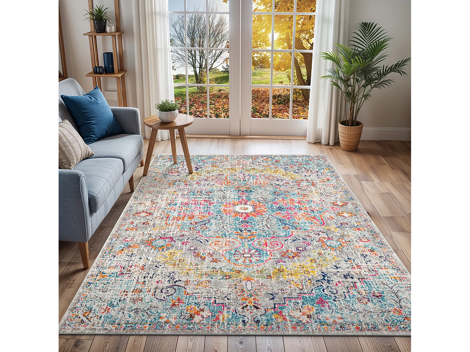 Vintage Oosters Tapijt - Meerkleurig/Grijs - 160x220cm - LOU