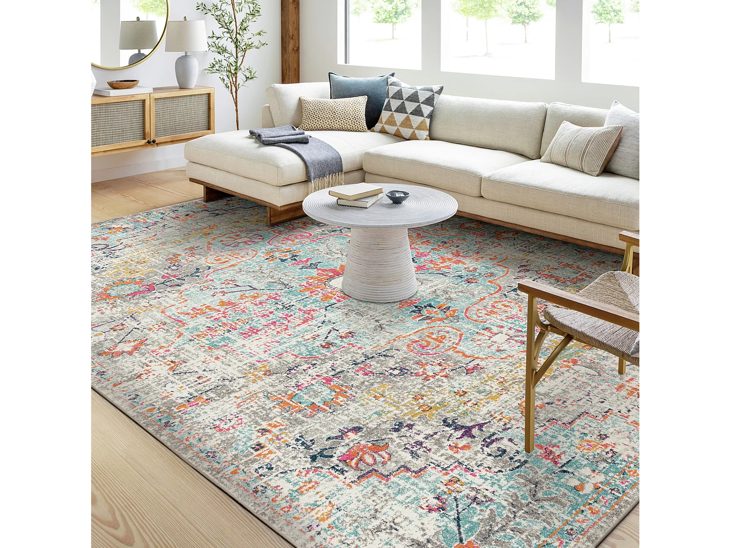 Vintage Oosters Tapijt - Meerkleurig/Grijs - 160x220cm - LOU