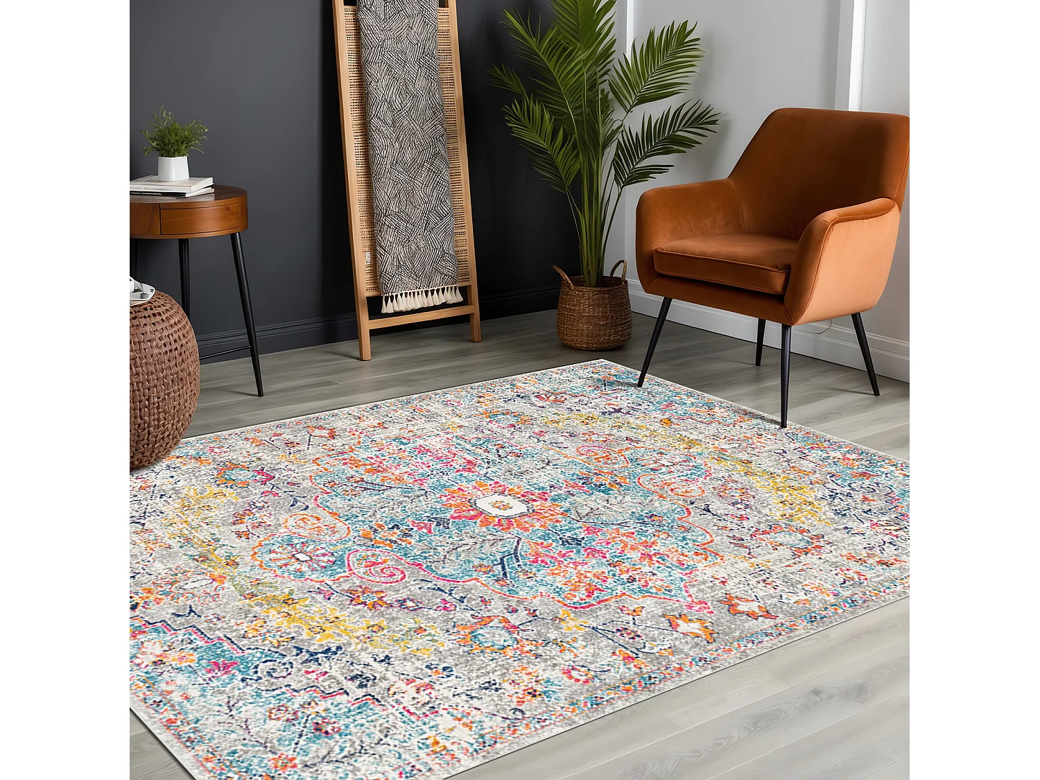 Vintage Oosters Tapijt - Meerkleurig/Grijs - 160x220cm - LOU