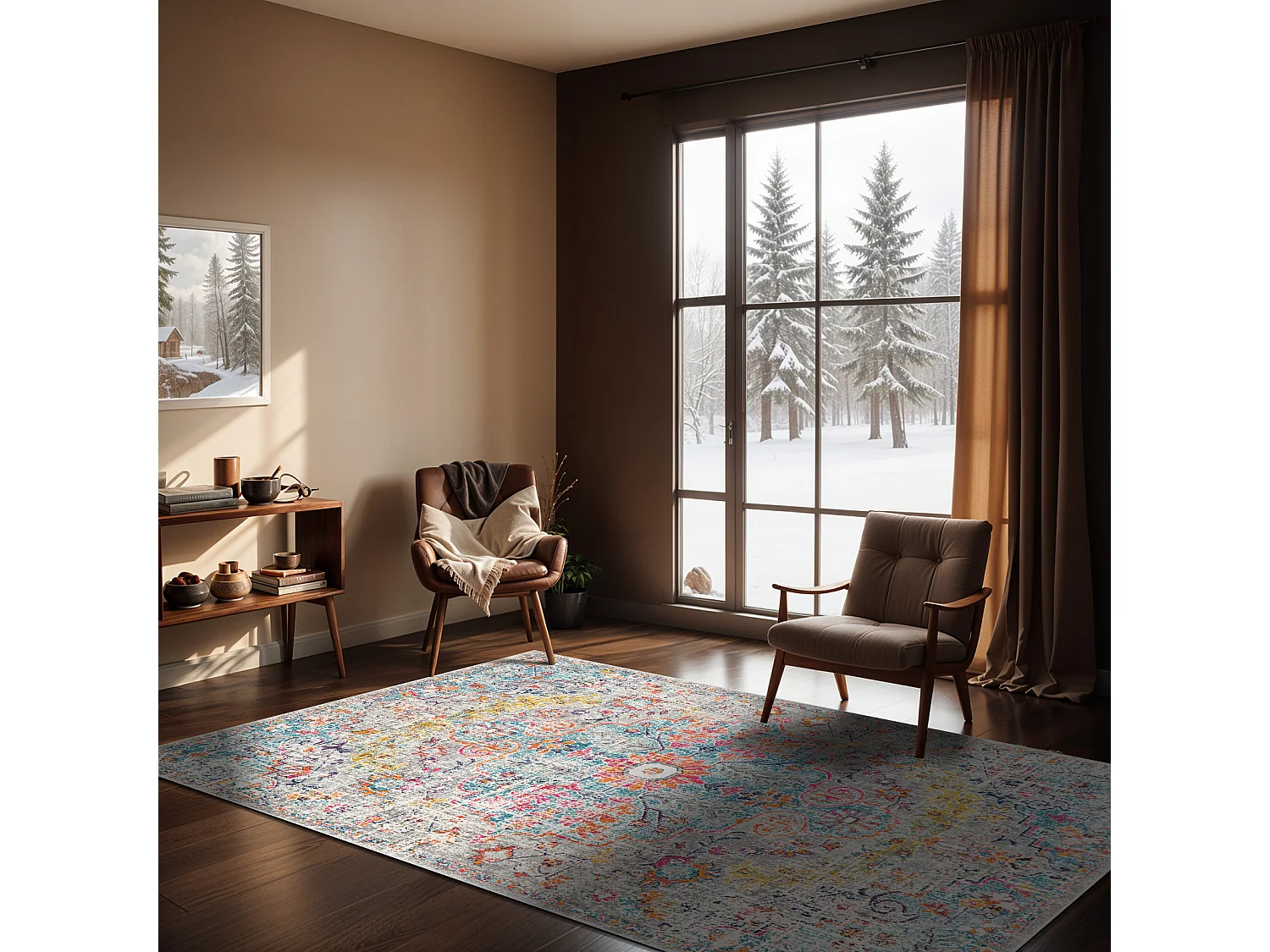 Vintage Oosters Tapijt - Meerkleurig/Grijs - 160x220cm - LOU