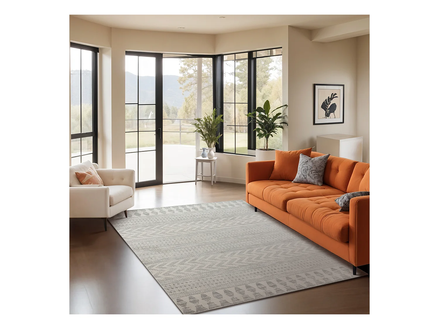 Tapis Scandinave Bohème - Gris - 200x275cm - LOUNA