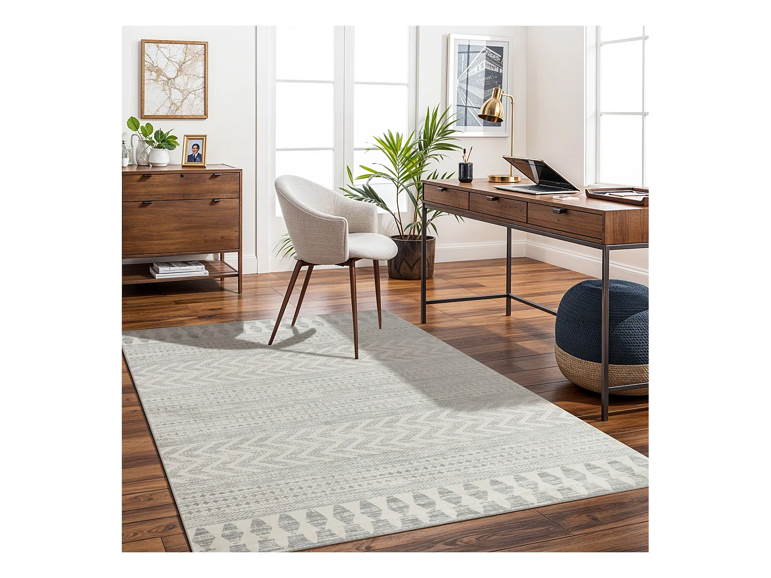 Tapis Scandinave Bohème - Gris - 200x275cm - LOUNA