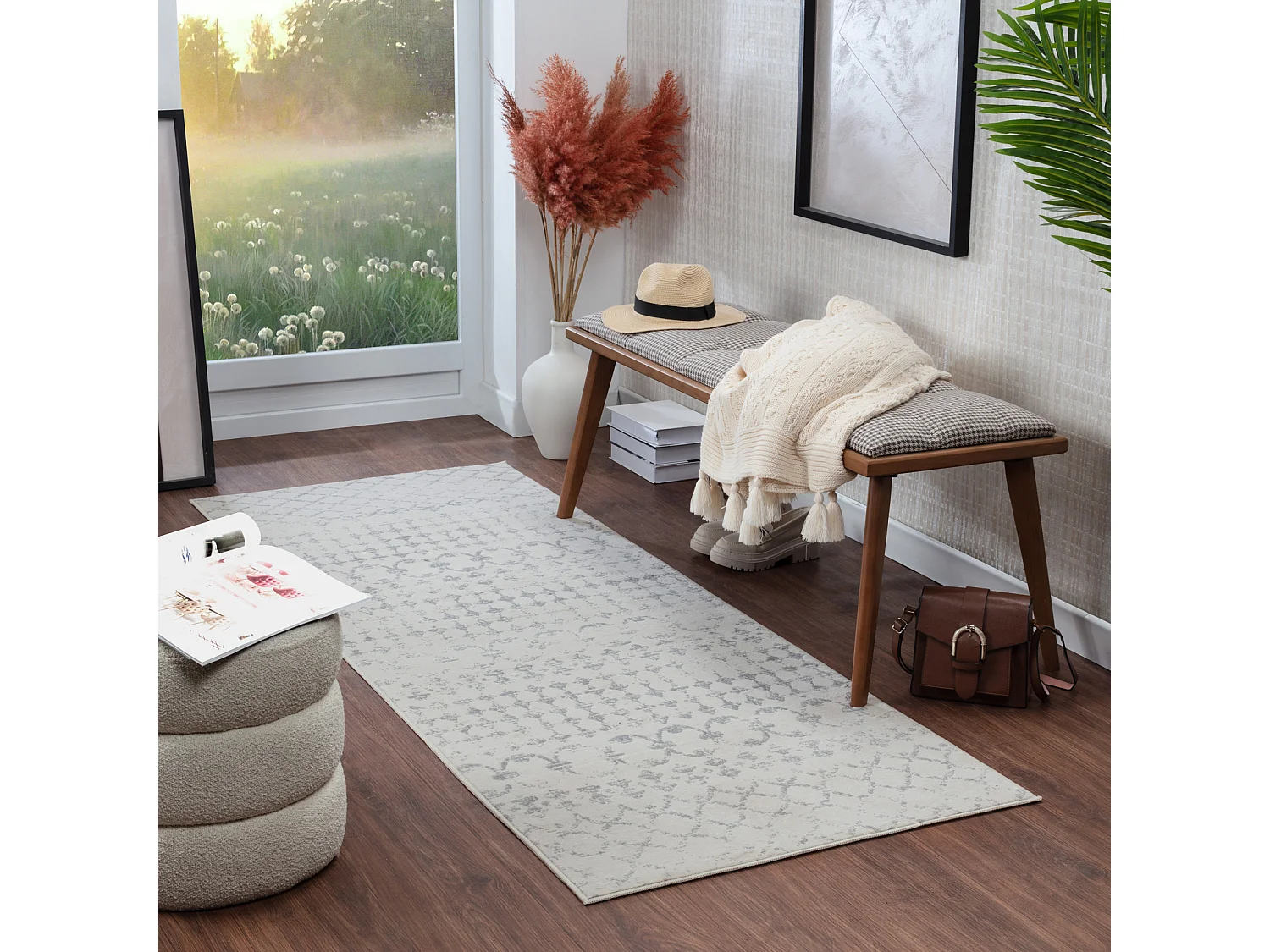 Tapis Berbère Ethnique - Blanc/Gris - 160x215cm - SOFIA