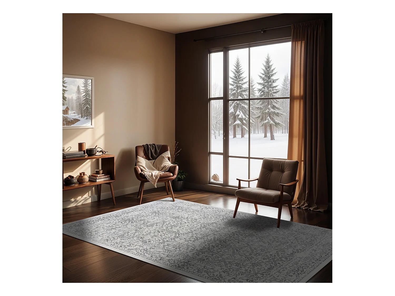 Tapis Vintage Oriental - Blanc/Gris - 160x215cm - MARGAUX