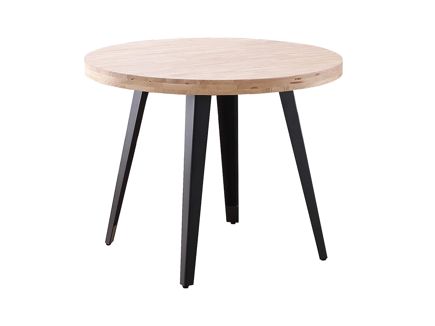 Table à manger ronde en bois coloris chêne nordique pieds noir - diamètre 100 x hauteur 76 cm