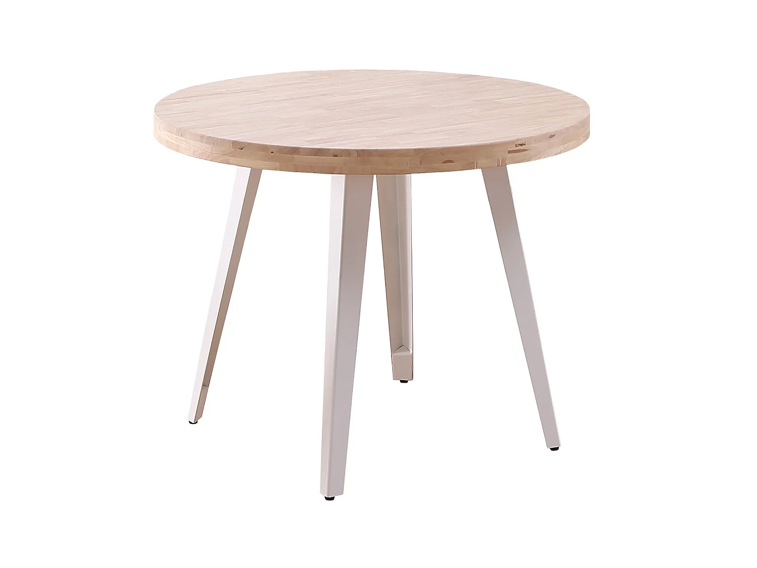 Table à manger ronde en bois coloris chêne nordique pieds blanc - diamètre 100 x hauteur 76 cm