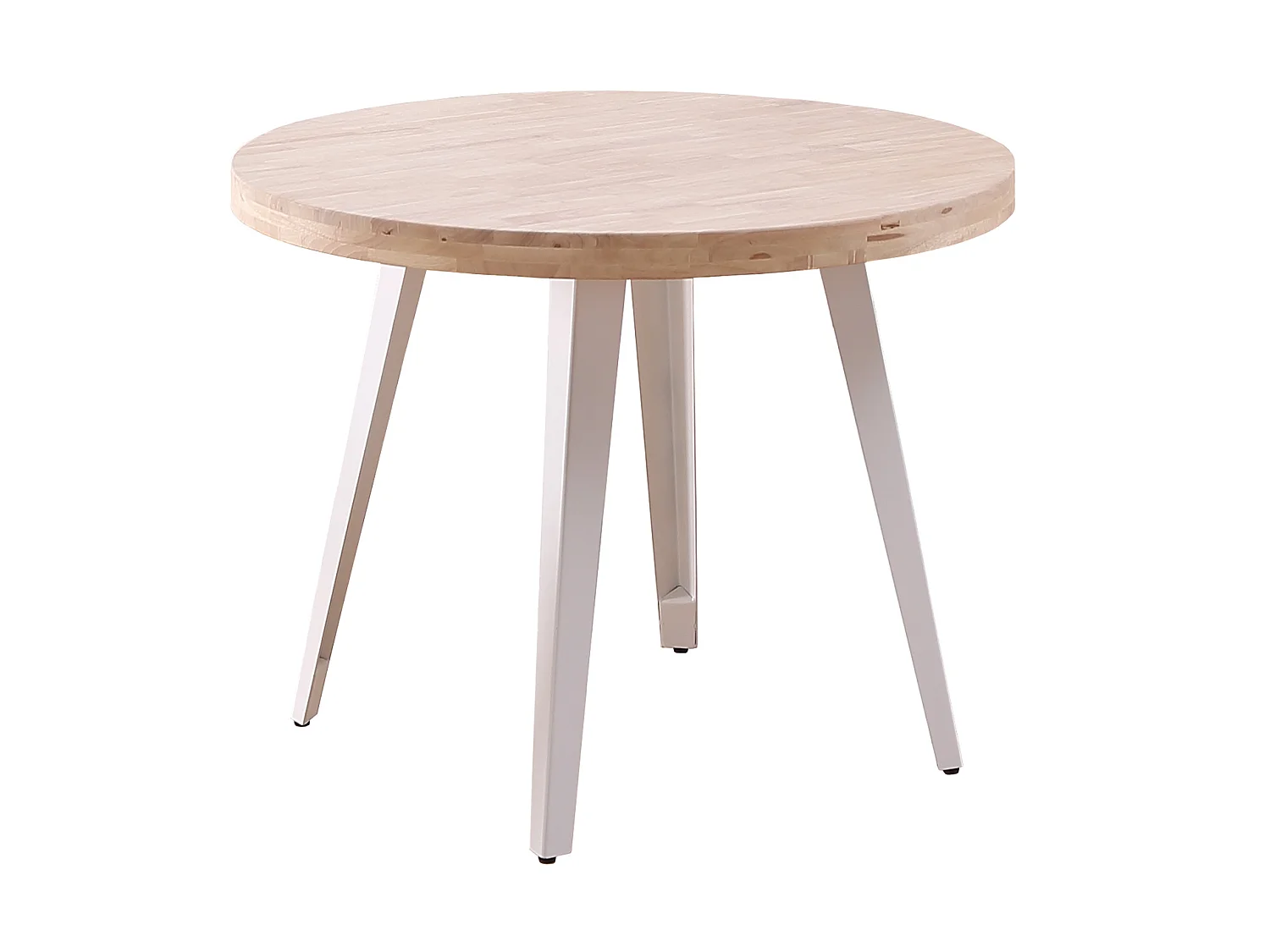 Table à manger ronde en bois coloris chêne nordique pieds blanc - diamètre 100 x hauteur 76 cm