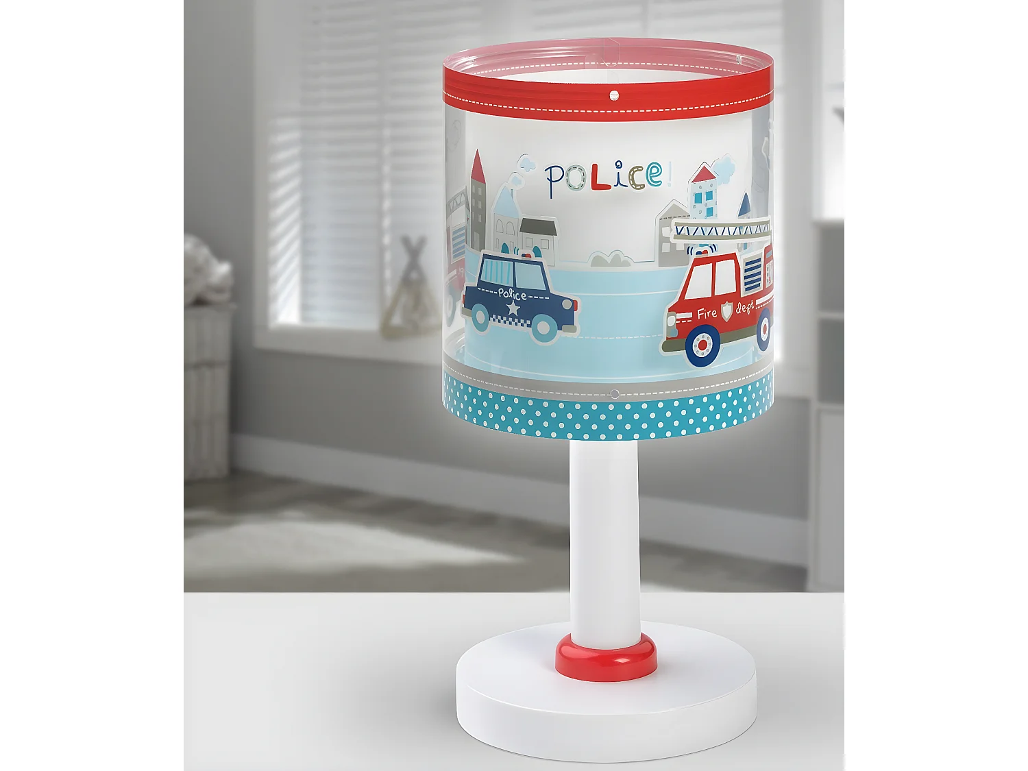 Lampe de chevet pour enfants Police et Pompiers