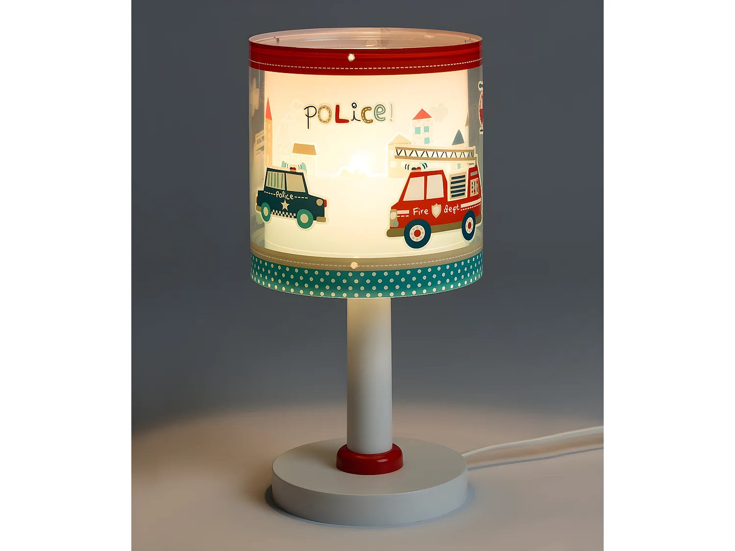 Lampe de chevet pour enfants Police et Pompiers