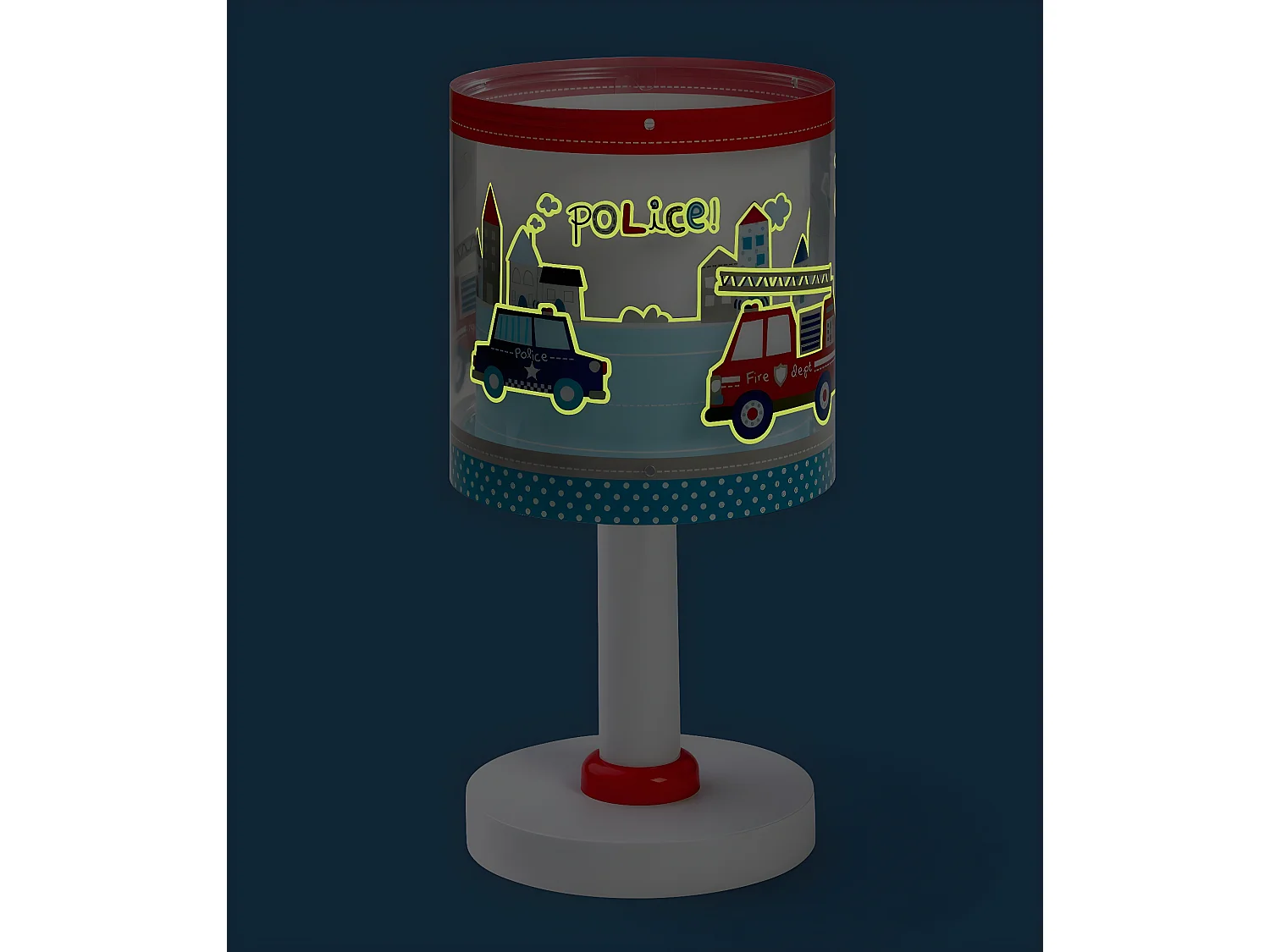 Lampe de chevet pour enfants Police et Pompiers