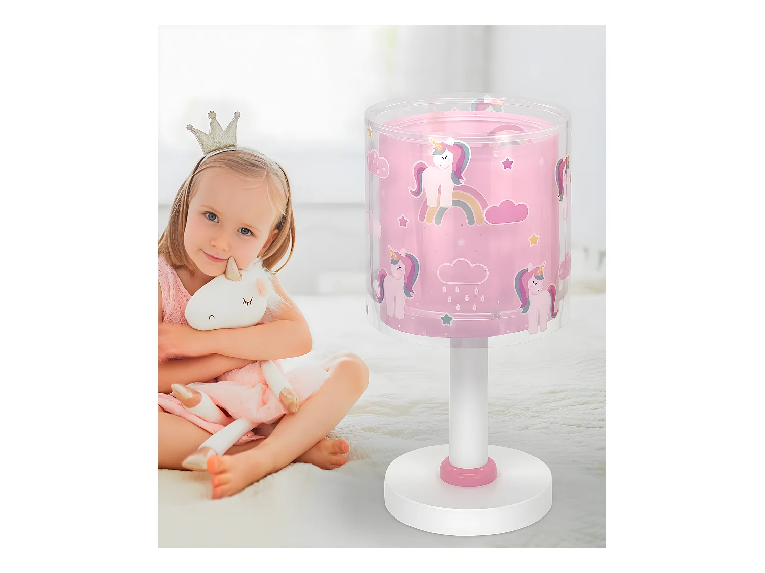 Lampada da tavolo per bambini Unicorns unicorni rosa | DALBER
