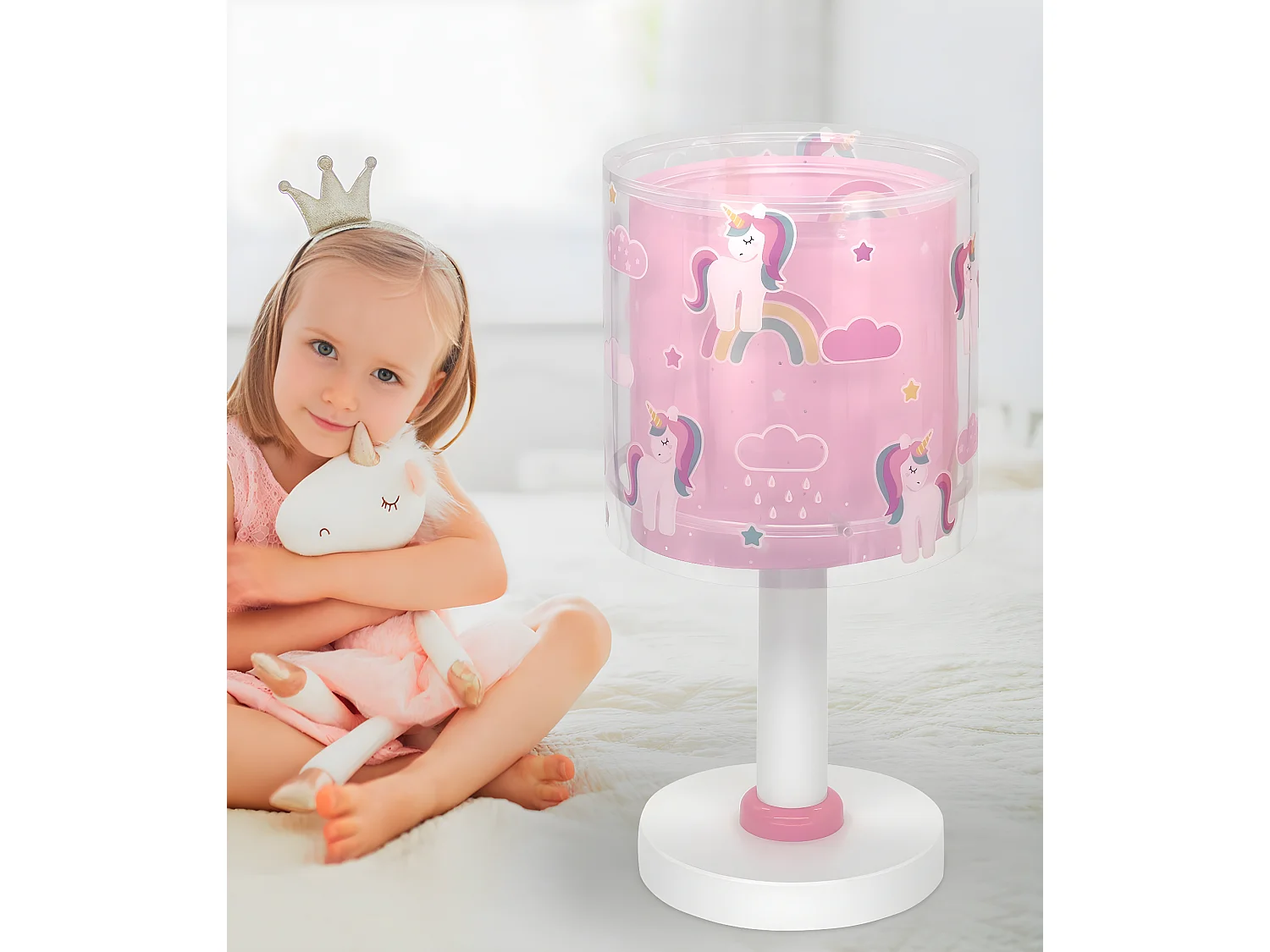 Lampada da tavolo per bambini Unicorns unicorni rosa | DALBER