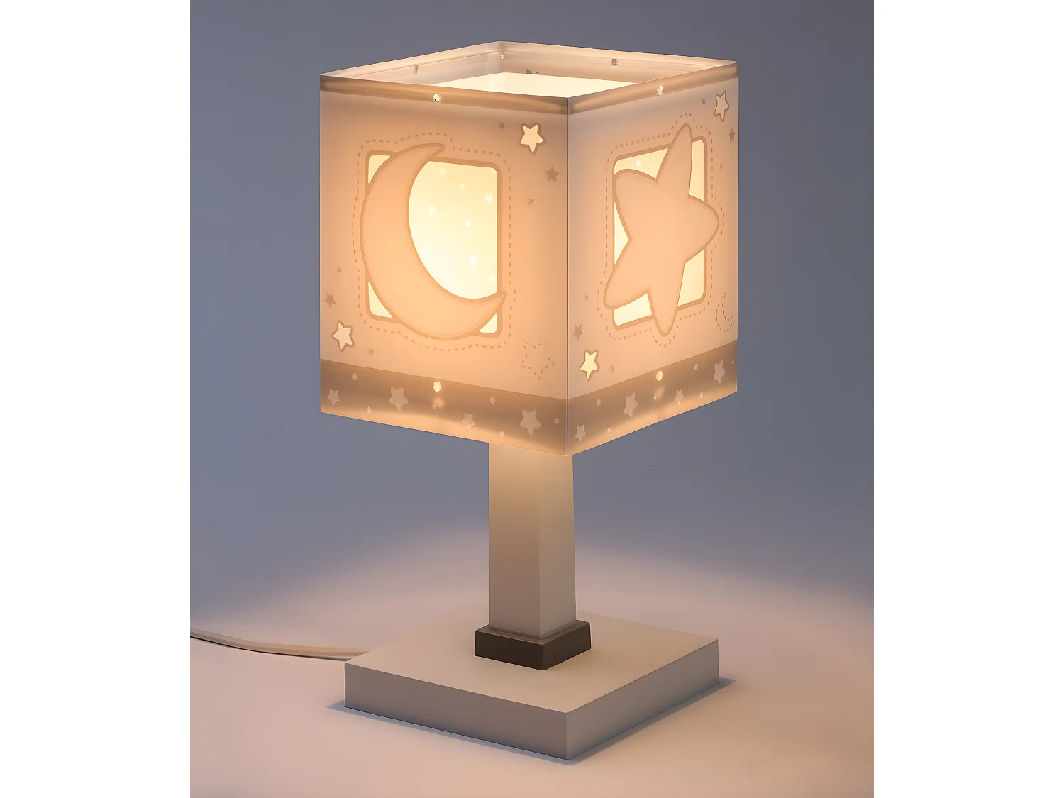 Lámpara infantil de mesita Moonlight Luna y Estrellas gris | DALBER