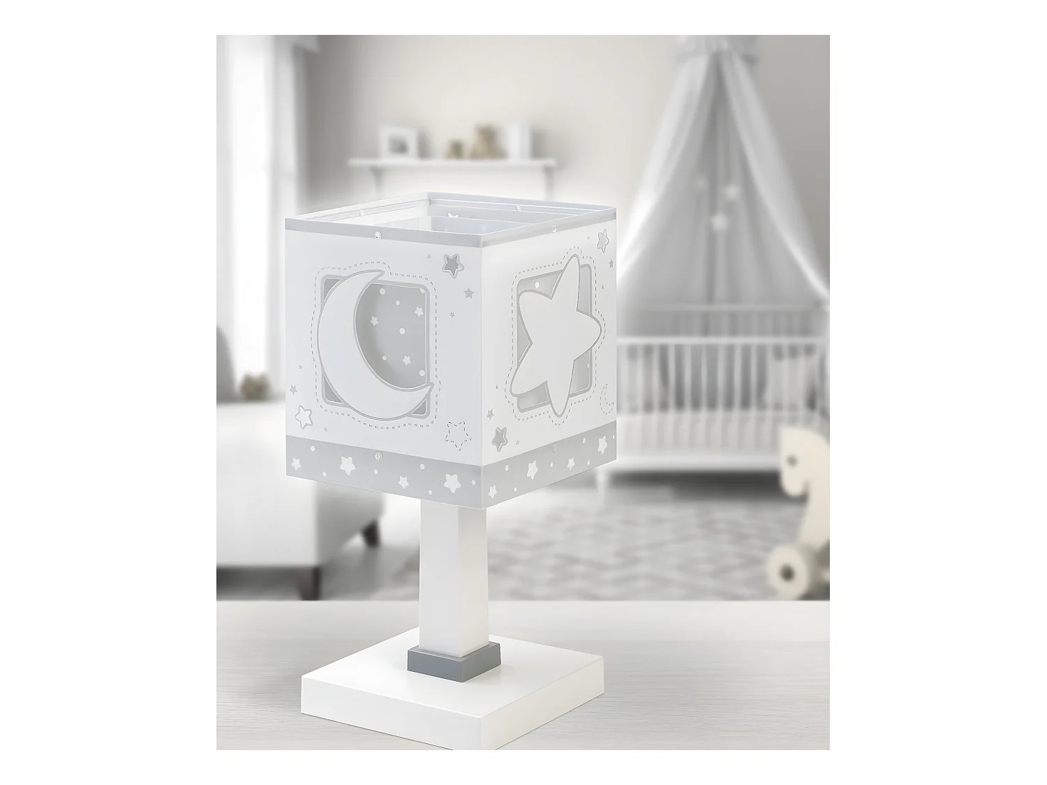 Lampada da comodino per bambini Moonlight luna stelle grigio | DALBER