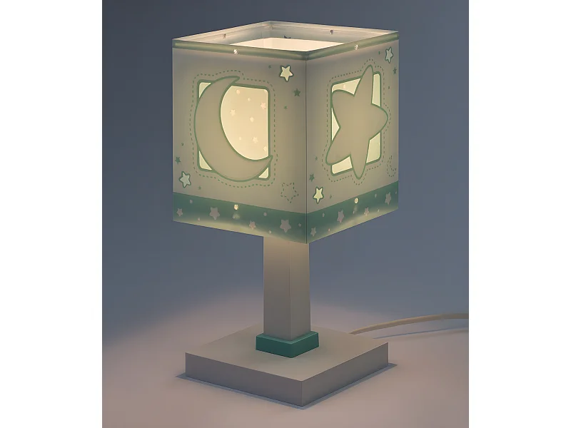 Lámpara infantil de mesita Moonlight Luna y Estrellas verde | DALBER
