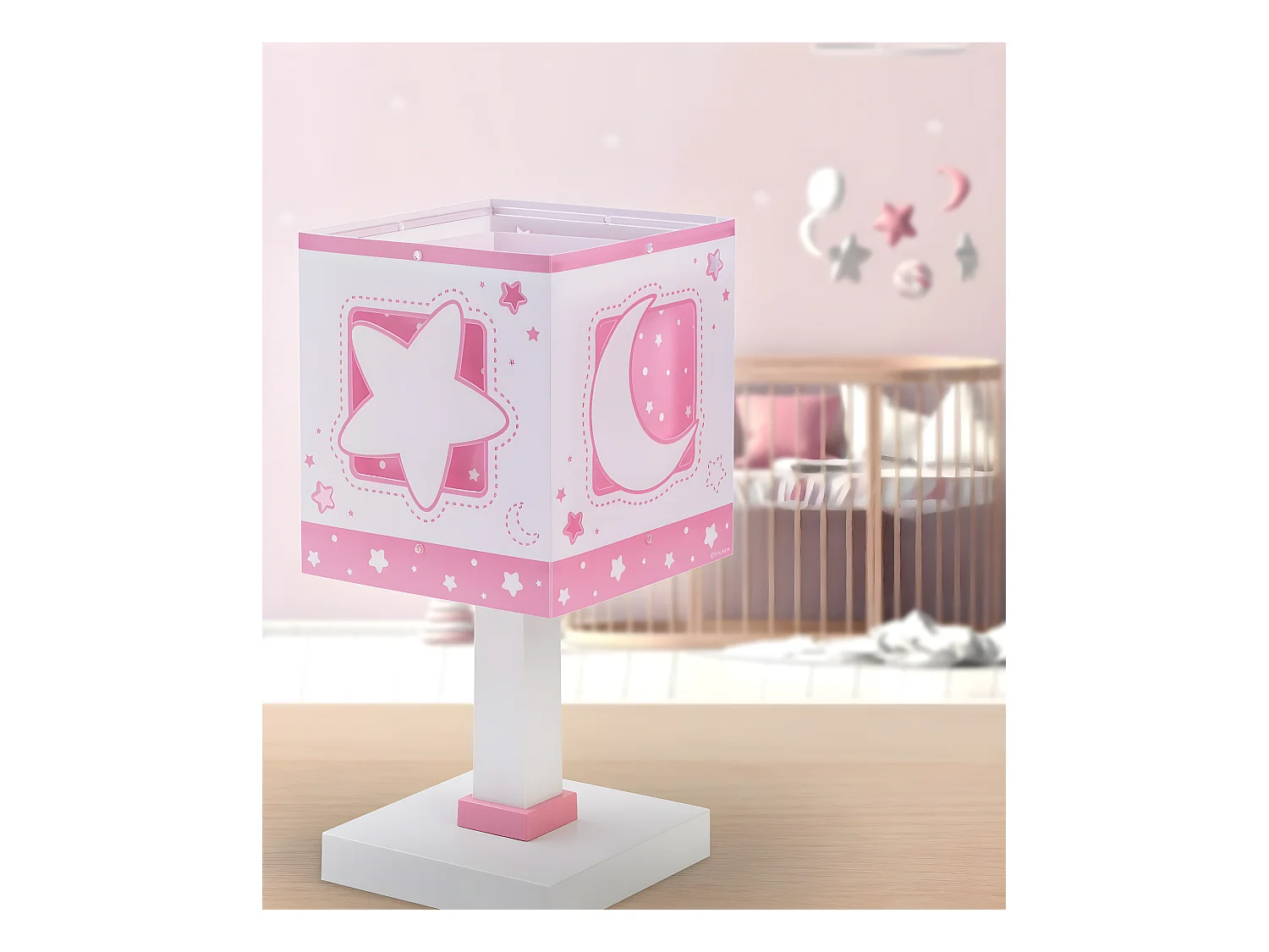 Lampe de chevet pour enfants Moonlight lune et étoiles rose