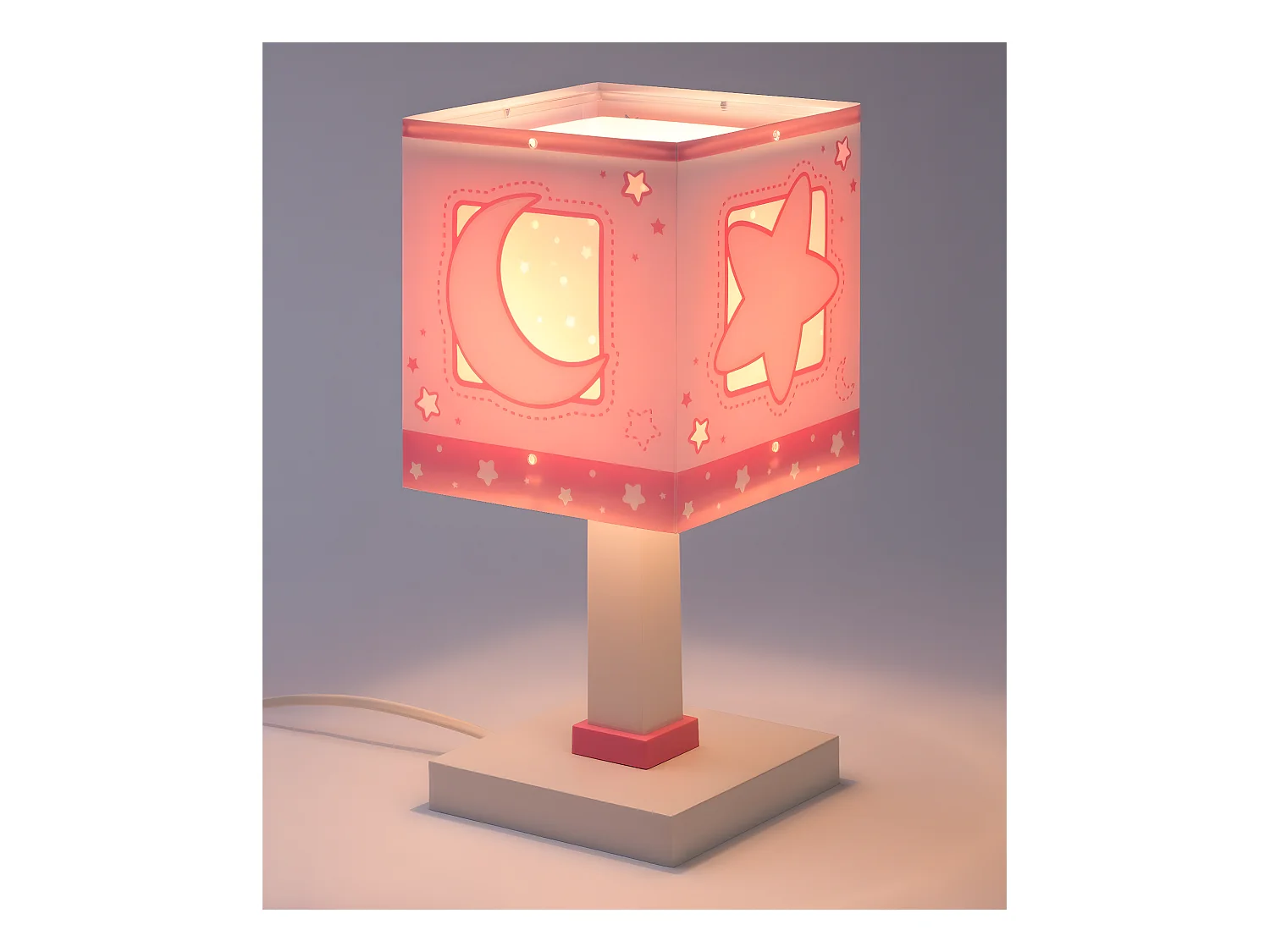 Lampe de chevet pour enfants Moonlight lune et étoiles rose