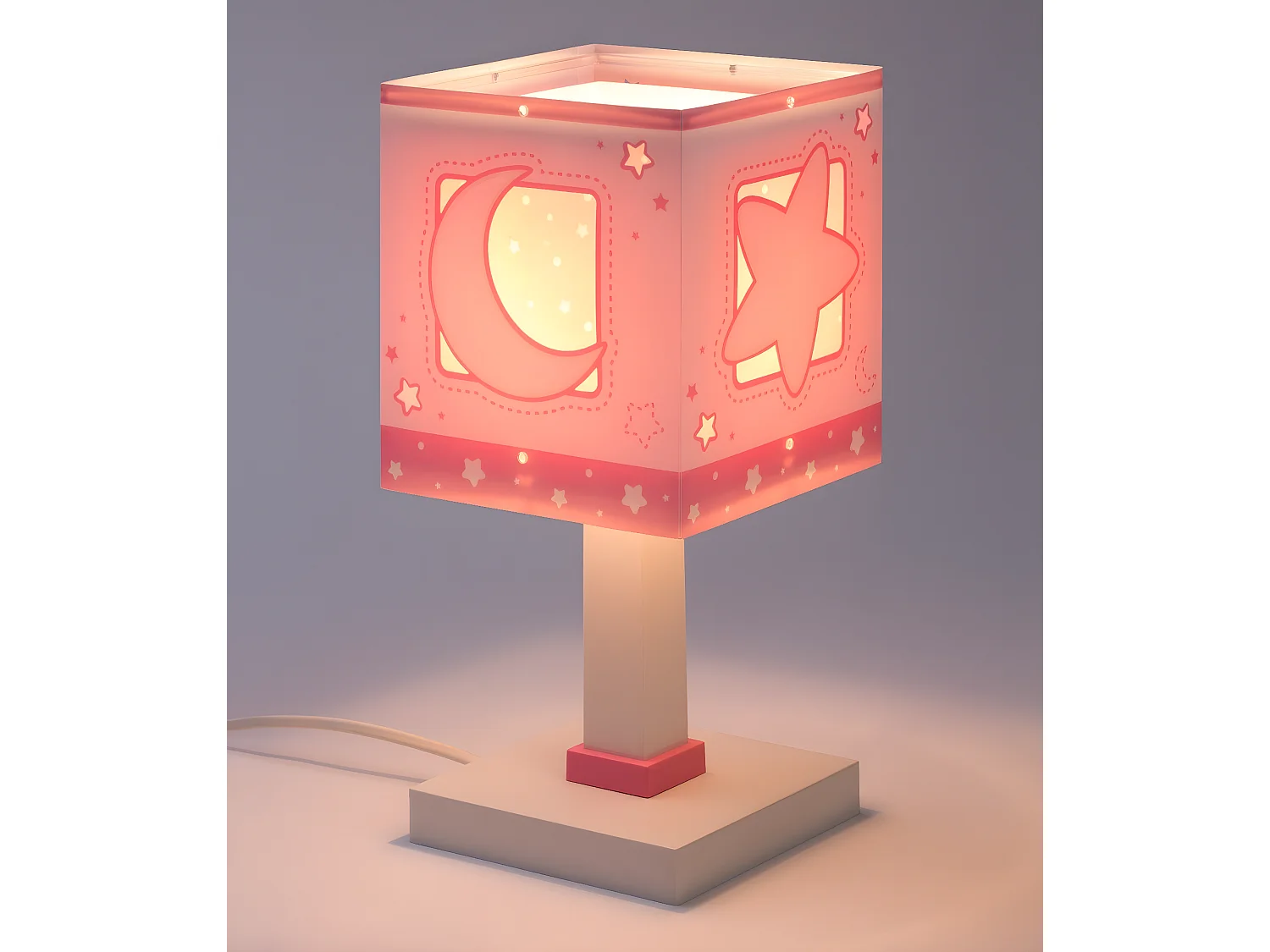 Lampe de chevet pour enfants Moonlight lune et étoiles rose