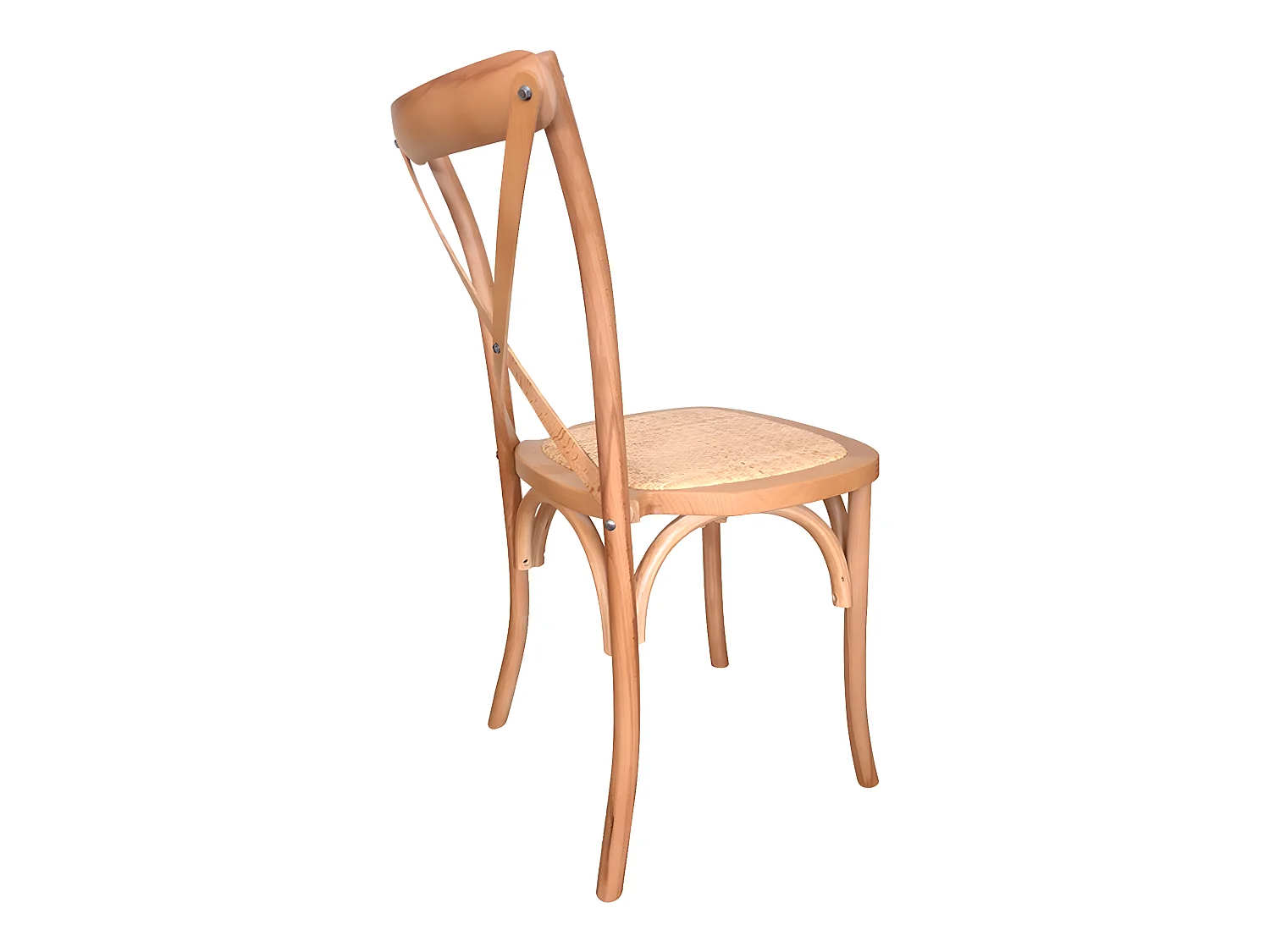 Lot de 2 chaises de salle à manger en bois et rotin coloris naturel - longueur 48 x profondeur 52 x hauteur 89 cm