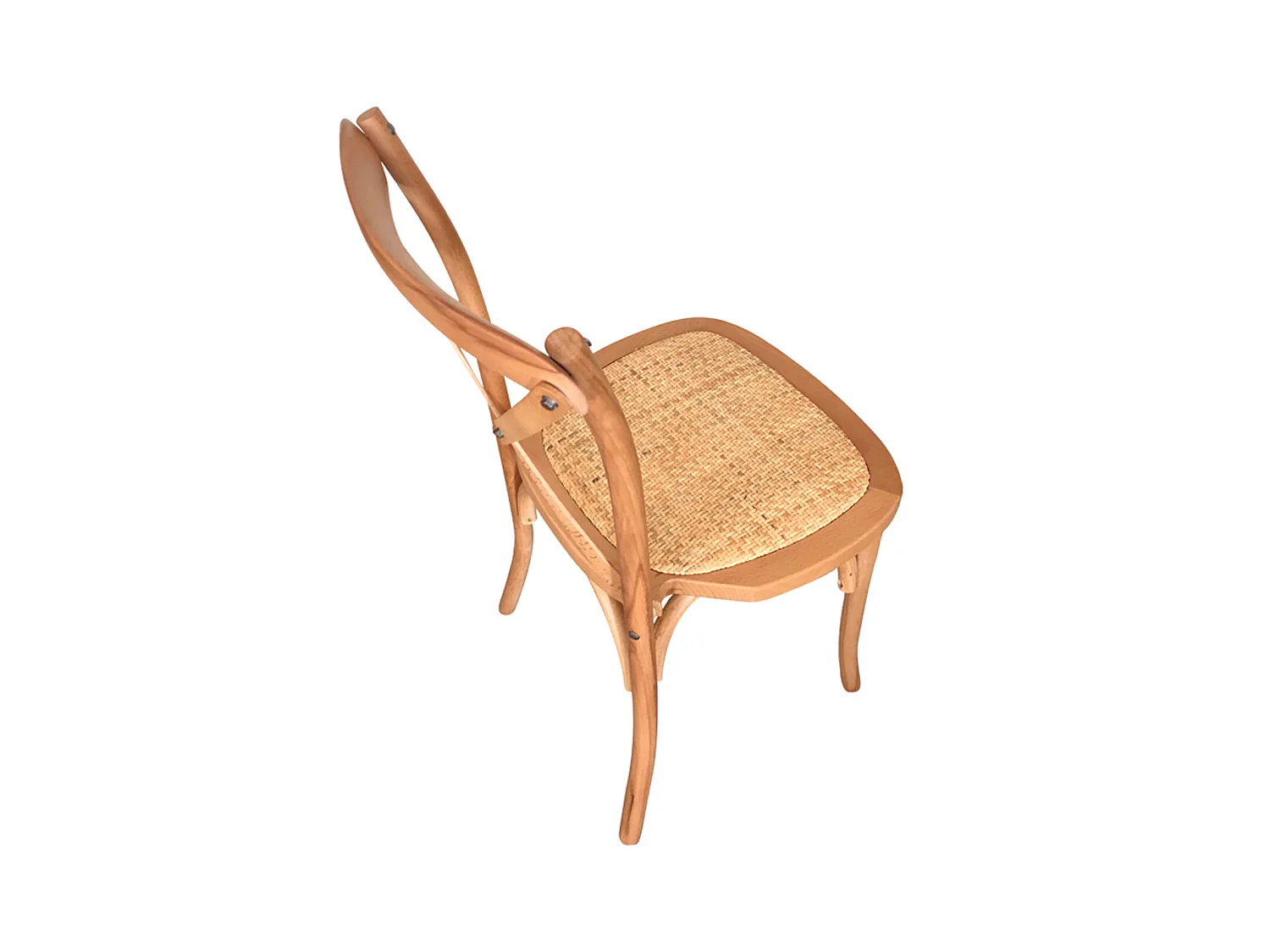 Lot de 2 chaises de salle à manger en bois et rotin coloris naturel - longueur 48 x profondeur 52 x hauteur 89 cm