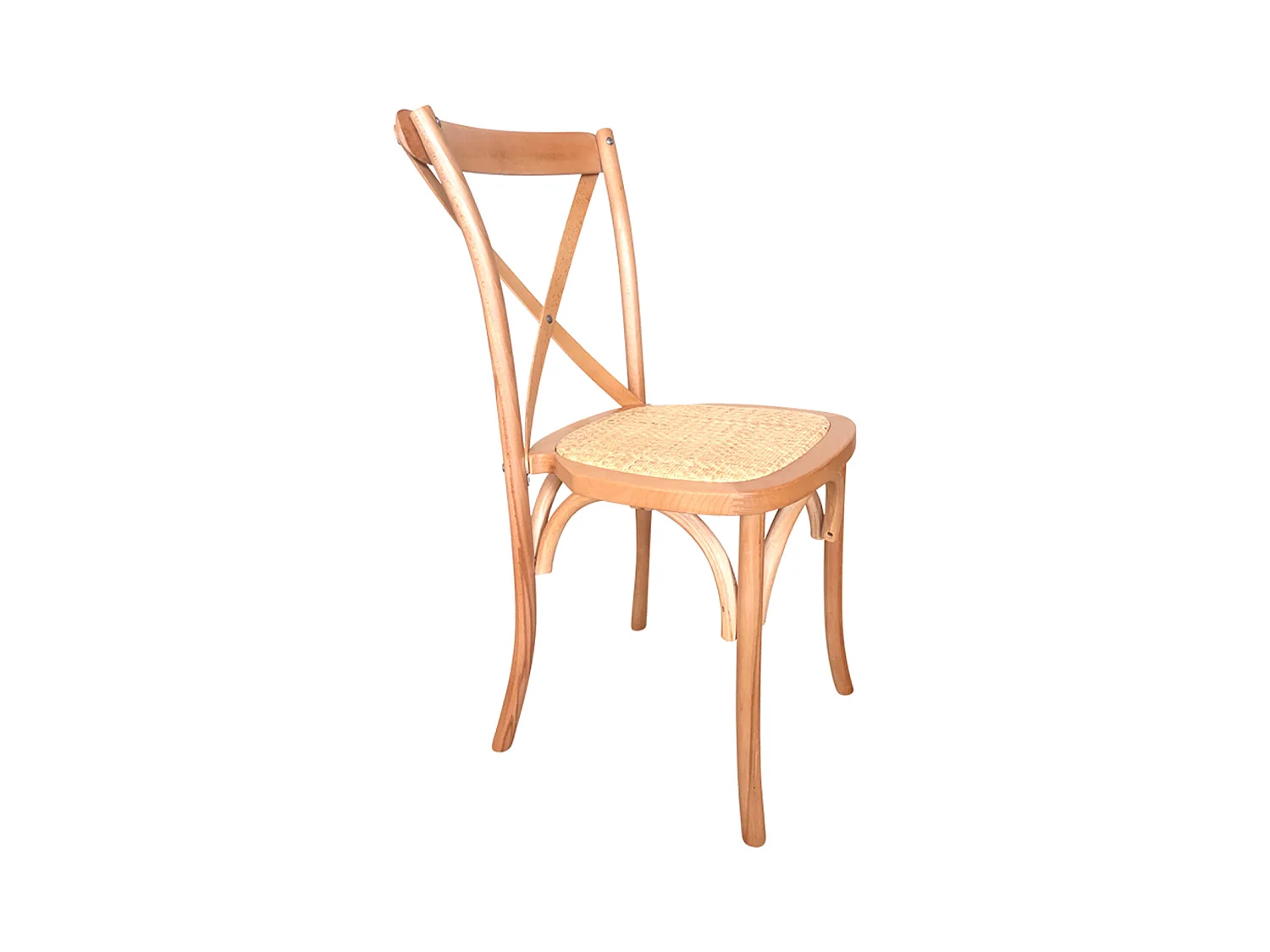 Lot de 2 chaises de salle à manger en bois et rotin coloris naturel - longueur 48 x profondeur 52 x hauteur 89 cm