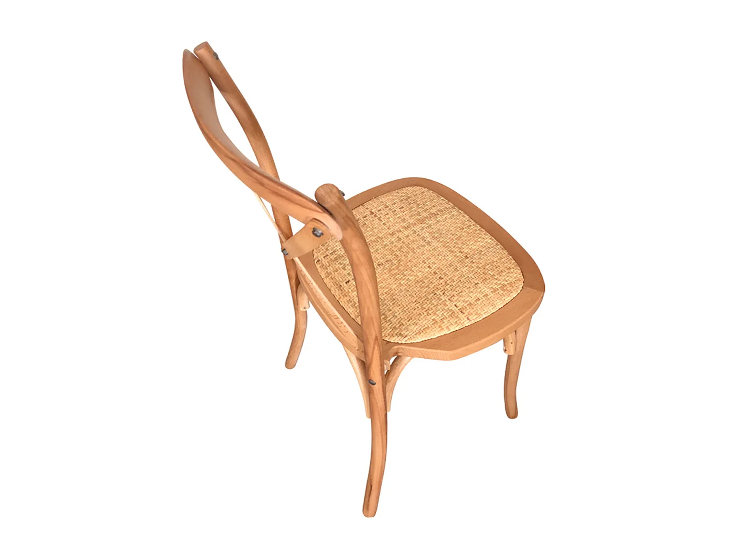 Lot de 2 chaises de salle à manger en bois et rotin coloris naturel - longueur 48 x profondeur 52 x hauteur 89 cm