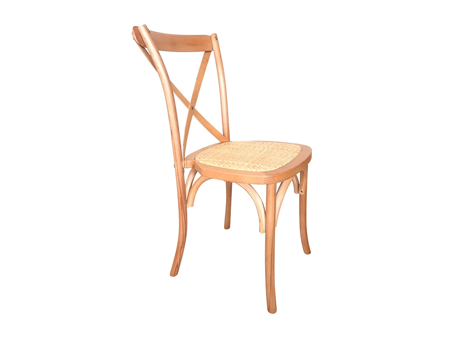 Lot de 2 chaises de salle à manger en bois et rotin coloris naturel - longueur 48 x profondeur 52 x hauteur 89 cm