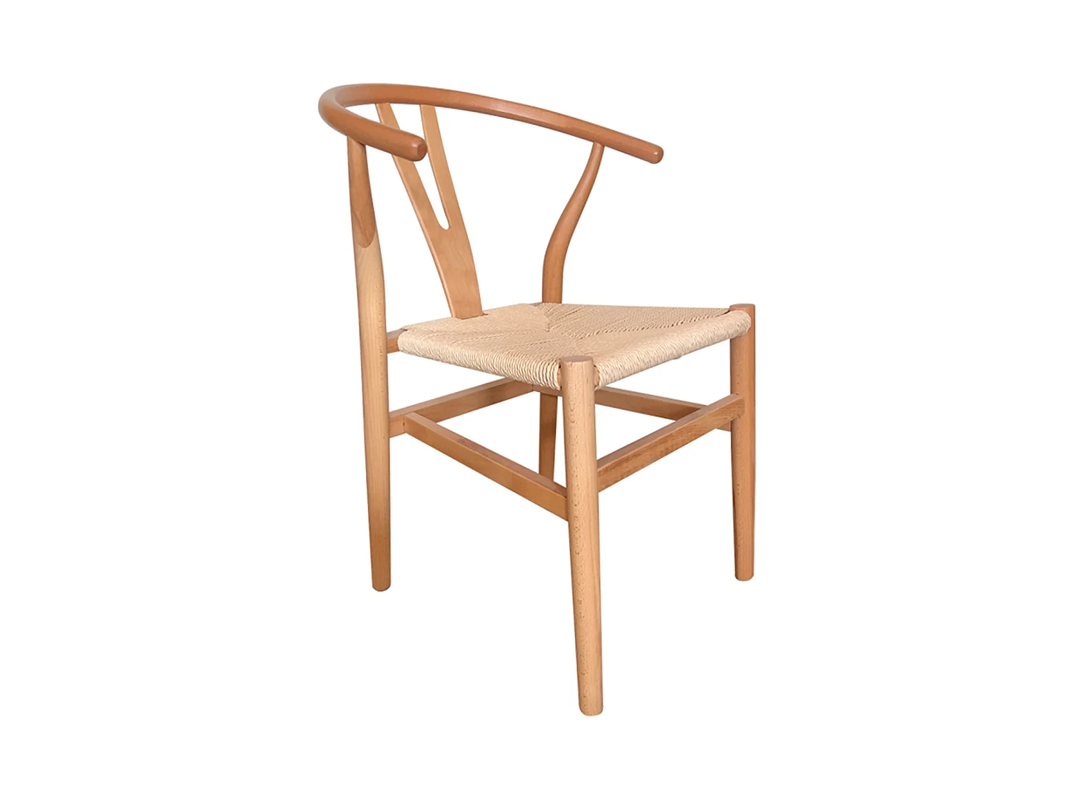 Lot de 2 chaises de salle à manger en bois massif coloris naturel corde - longueur 56 x profondeur 52 x hauteur 76 cm