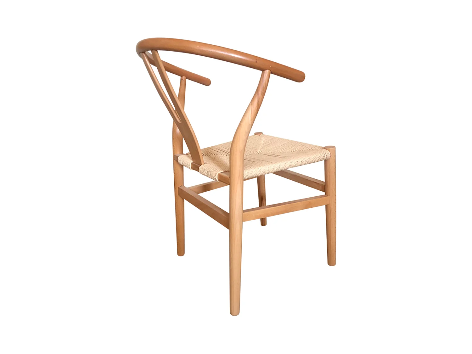 Lot de 2 chaises de salle à manger en bois massif coloris naturel corde - longueur 56 x profondeur 52 x hauteur 76 cm