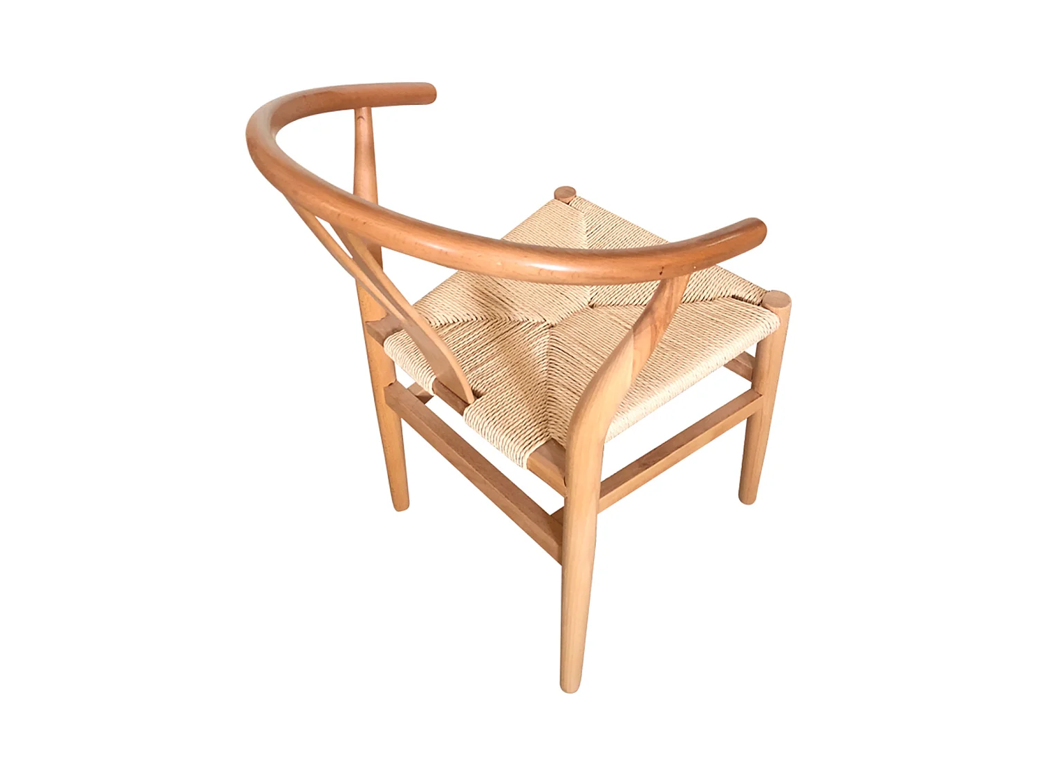 Lot de 2 chaises de salle à manger en bois massif coloris naturel corde - longueur 56 x profondeur 52 x hauteur 76 cm