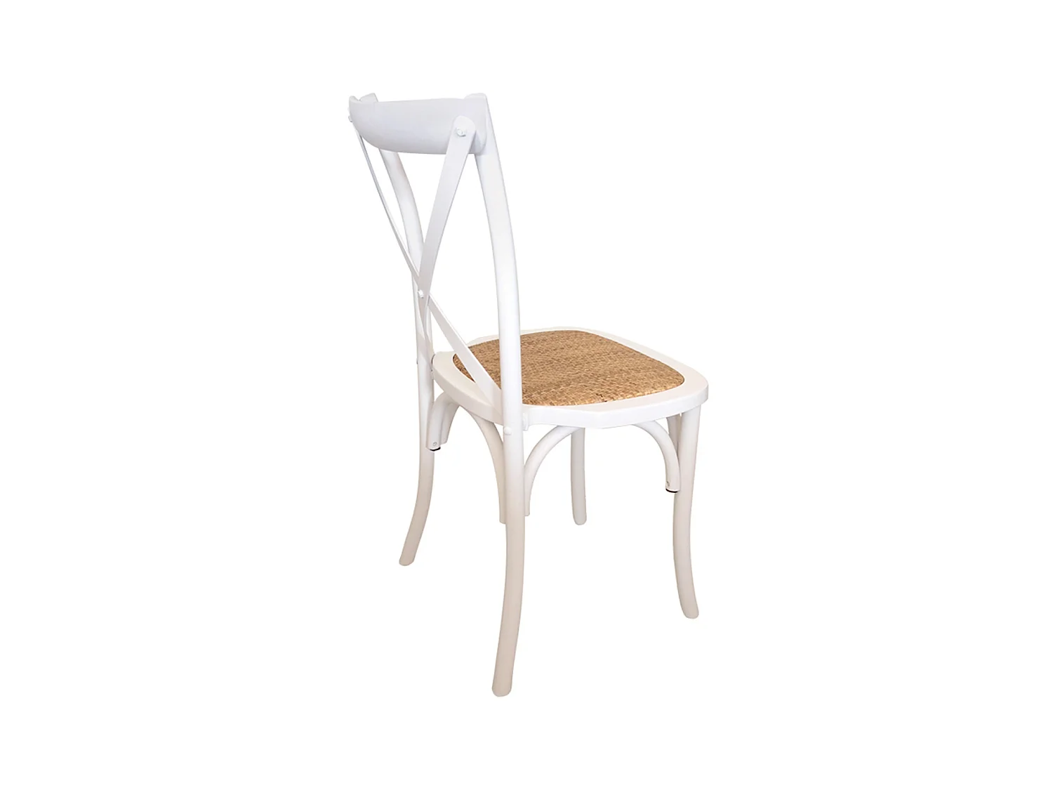 Lot de 2 chaises de salle à manger en bois blanc et rotin naturel - longueur 48 x profondeur 52 x hauteur 89 cm