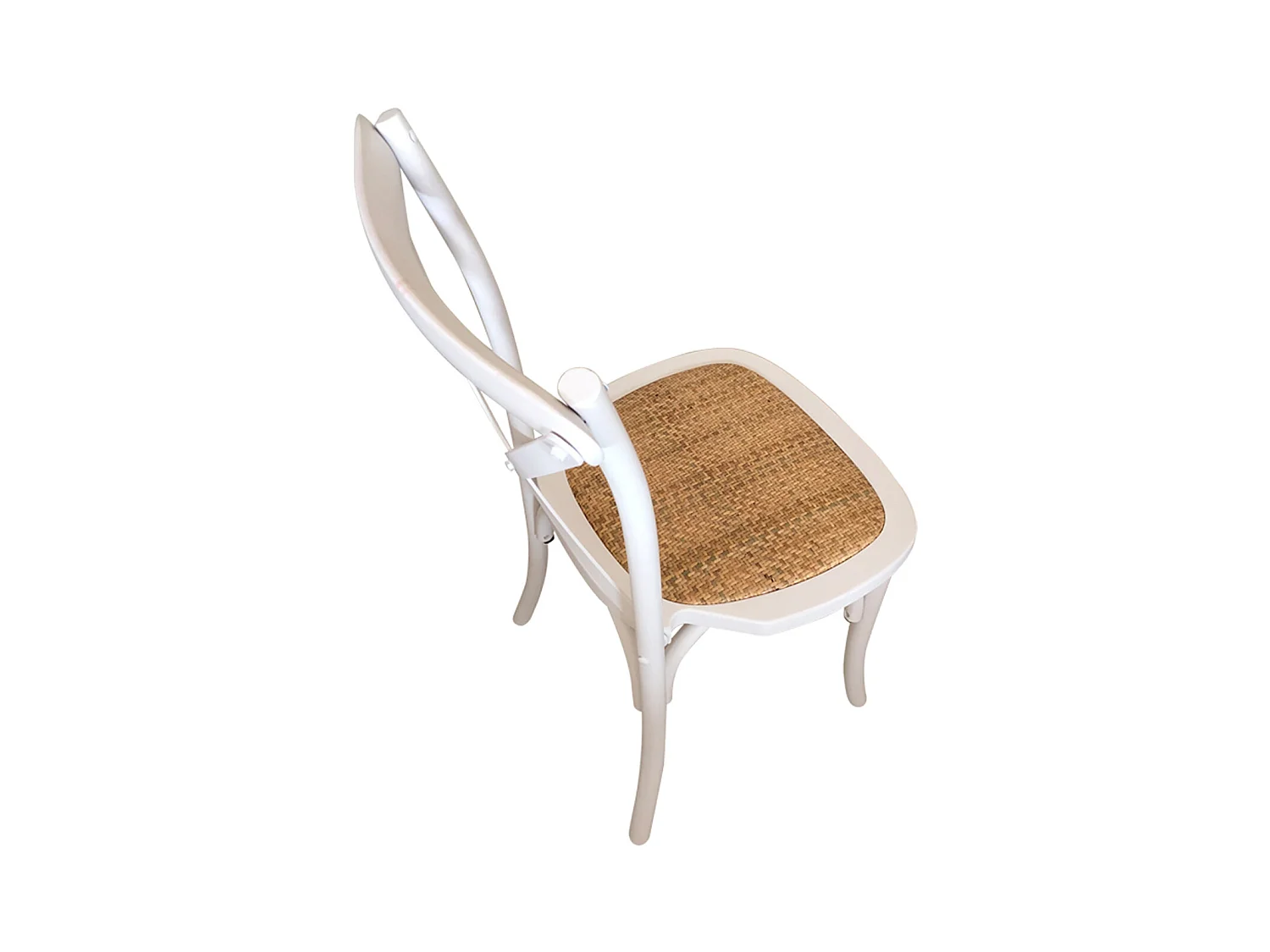 Lot de 2 chaises de salle à manger en bois blanc et rotin naturel - longueur 48 x profondeur 52 x hauteur 89 cm