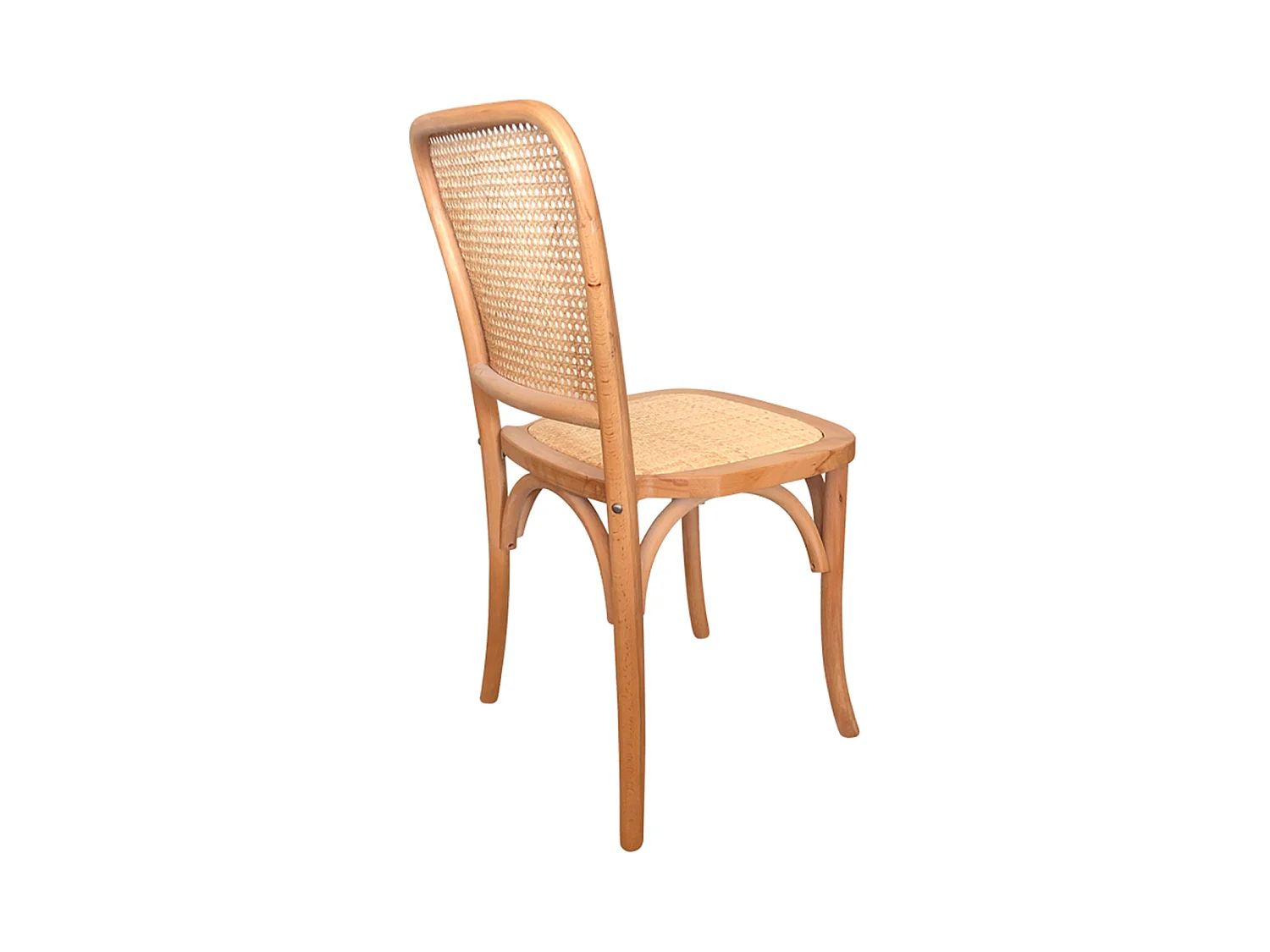 Lot de 2 chaises de salle à manger en bois et rotin coloris naturel - longueur 45 x profondeur 51 x hauteur 93 cm