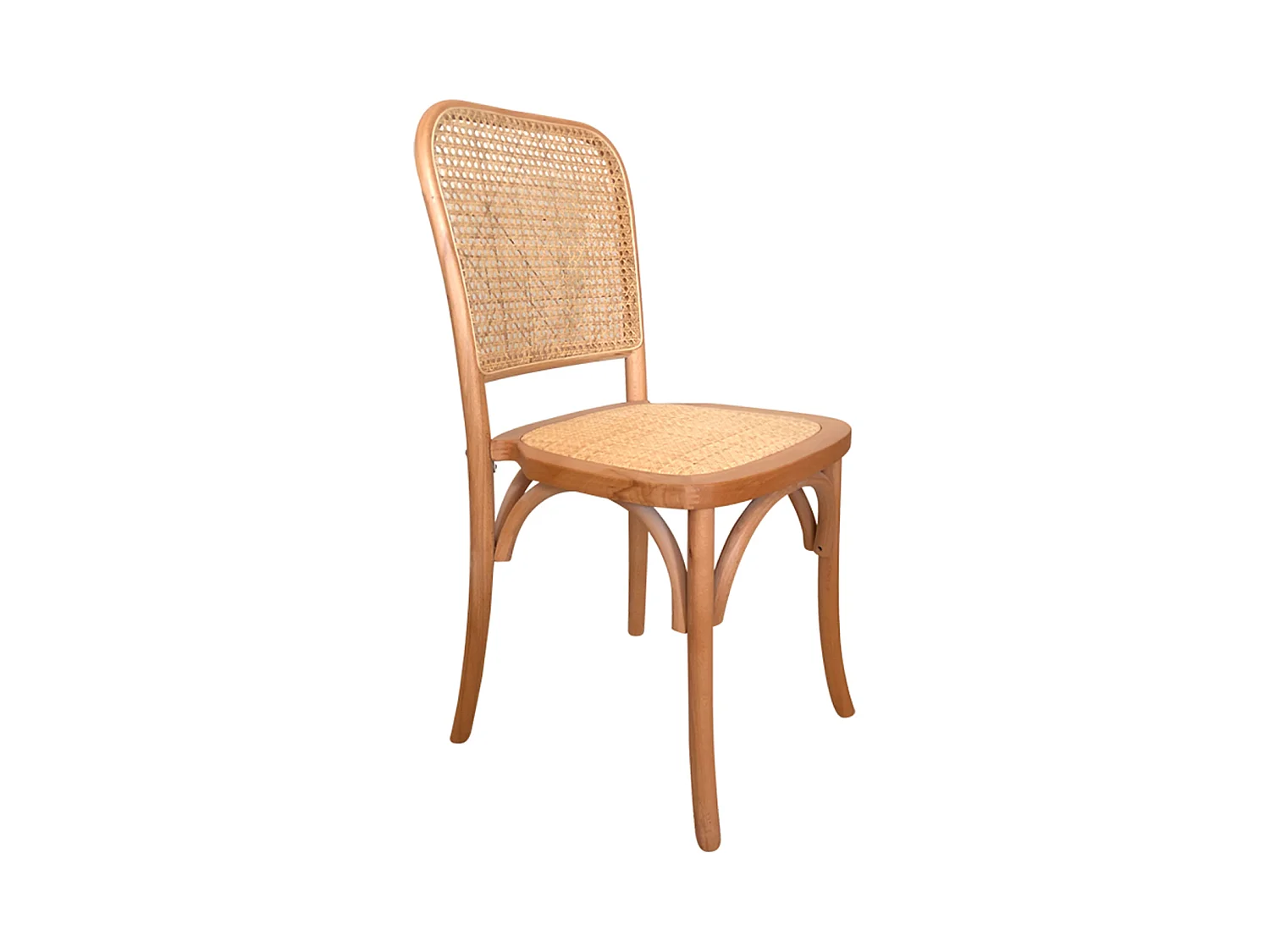Lot de 2 chaises de salle à manger en bois et rotin coloris naturel - longueur 45 x profondeur 51 x hauteur 93 cm