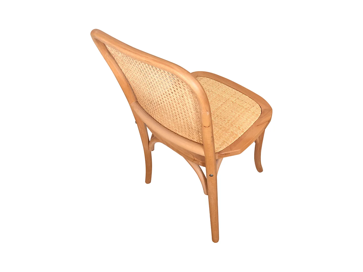 Lot de 2 chaises de salle à manger en bois et rotin coloris naturel - longueur 45 x profondeur 51 x hauteur 93 cm