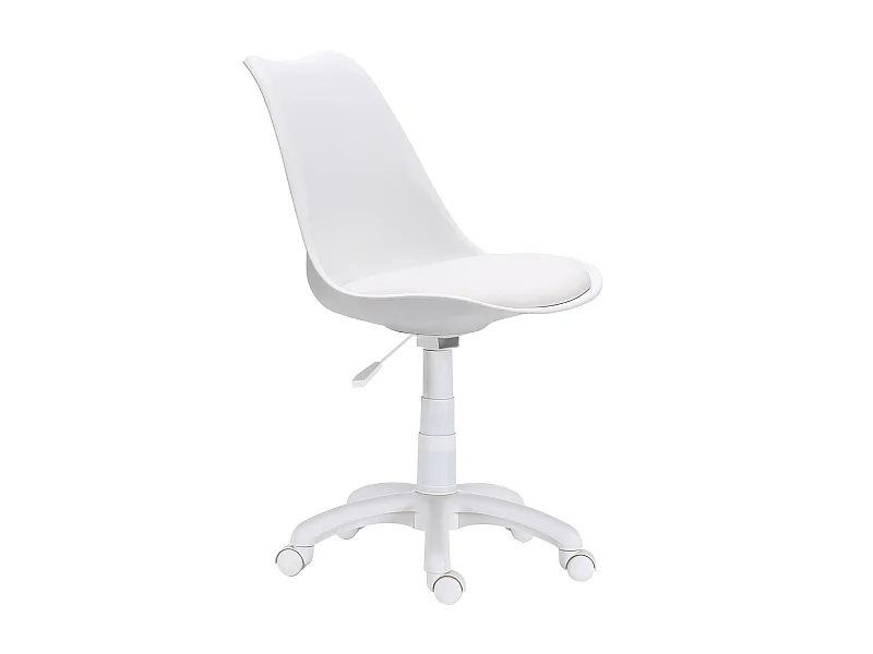 Chaise pivotante en simili-cuir et métal coloris blanc - longueur 60 x profondeur 60 x hauteur 79 - 89 cm