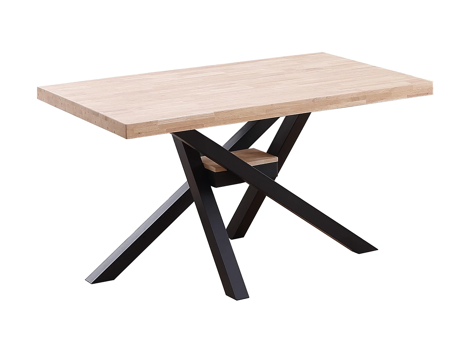 Table à manger rectangulaire en bois coloris chêne nordique pieds noir - Longueur 140 x profondeur 80 x hauteur 76 cm