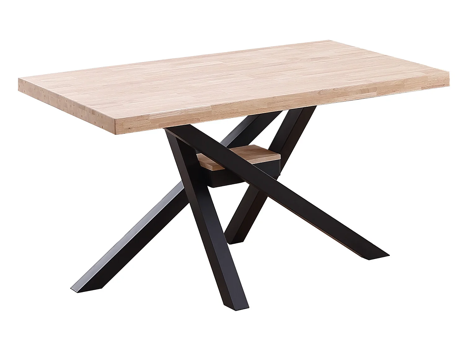 Table à manger rectangulaire en bois coloris chêne nordique pieds noir - Longueur 140 x profondeur 80 x hauteur 76 cm