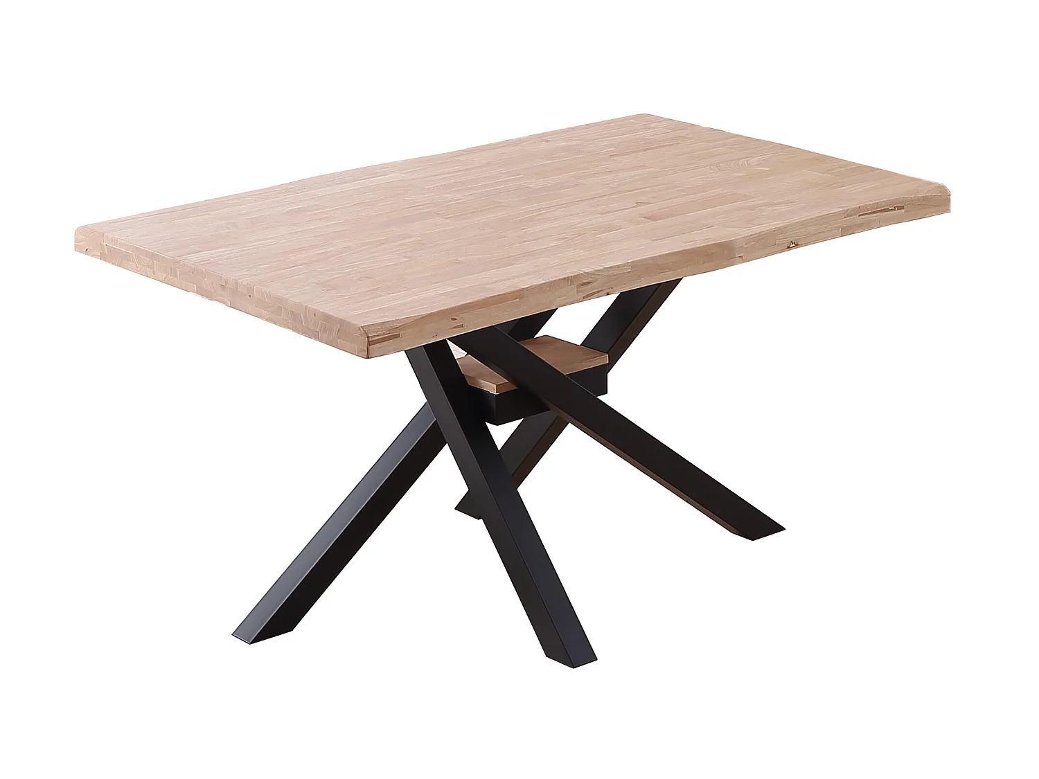 Table à manger rectangulaire en bois coloris chêne nordique pieds noir - Longueur 150 x profondeur 90 x hauteur 76 cm