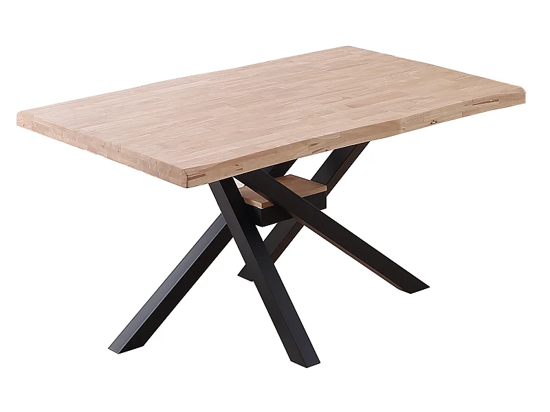 Table à manger rectangulaire en bois coloris chêne nordique pieds noir - Longueur 150 x profondeur 90 x hauteur 76 cm