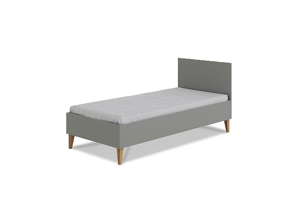 Lit enfant Kubi - Gris avec pieds en bois 80x180 cm